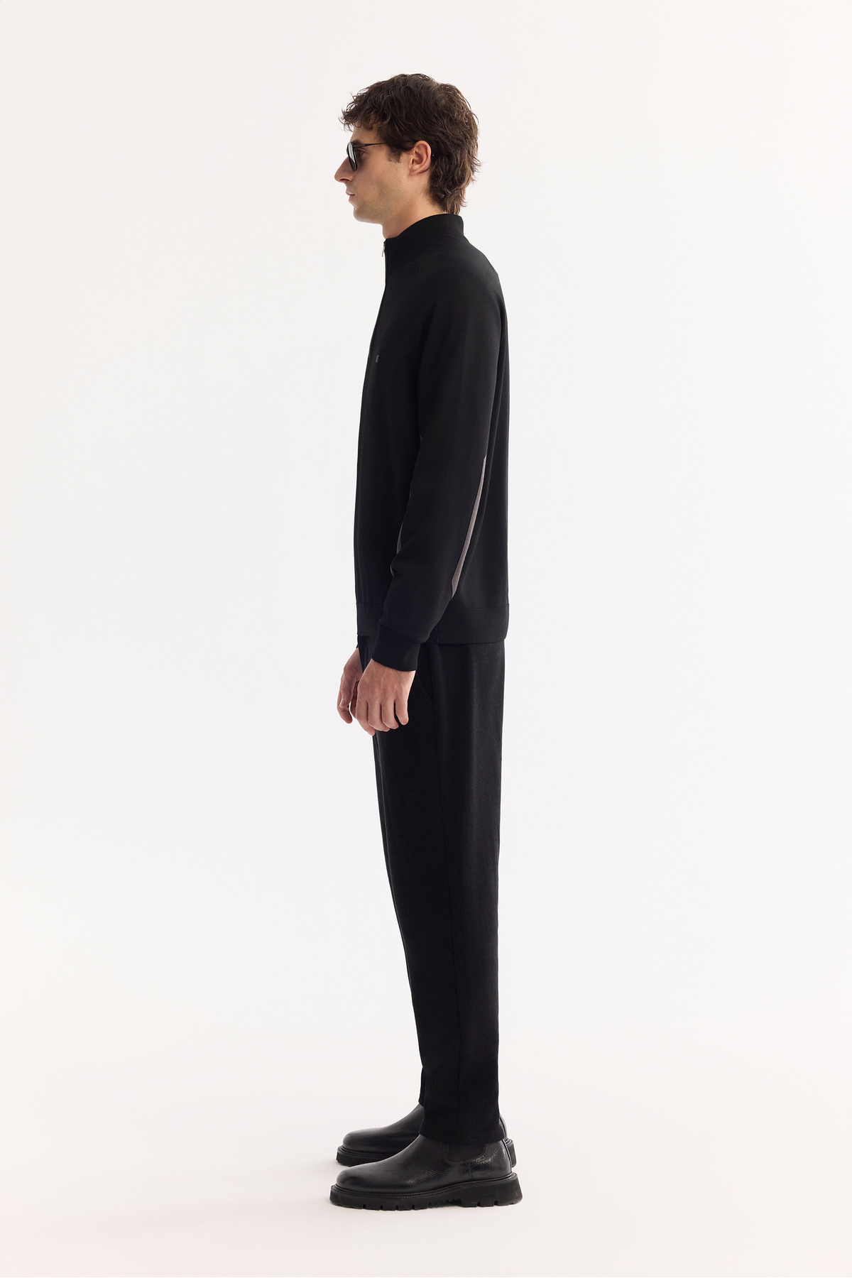 Erkek Siyah Dik Yaka Fermuarlı Rayon Tüylenmeyen Triko Regular Fit Kazak A52Y5020 — مشکی — تصویر 3 از 6
