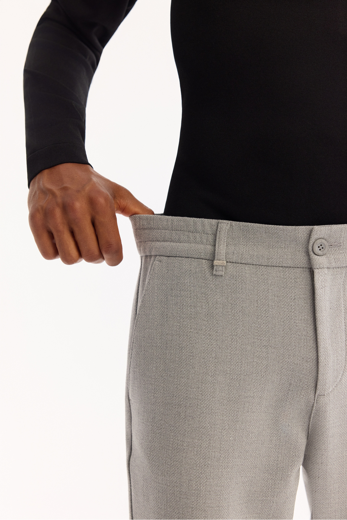Erkek Açık Gri Yanı Lastikli Kolay Ütülenen Slim Fit Pantolon A52Y3040 — خاکستری — تصویر 6 از 8