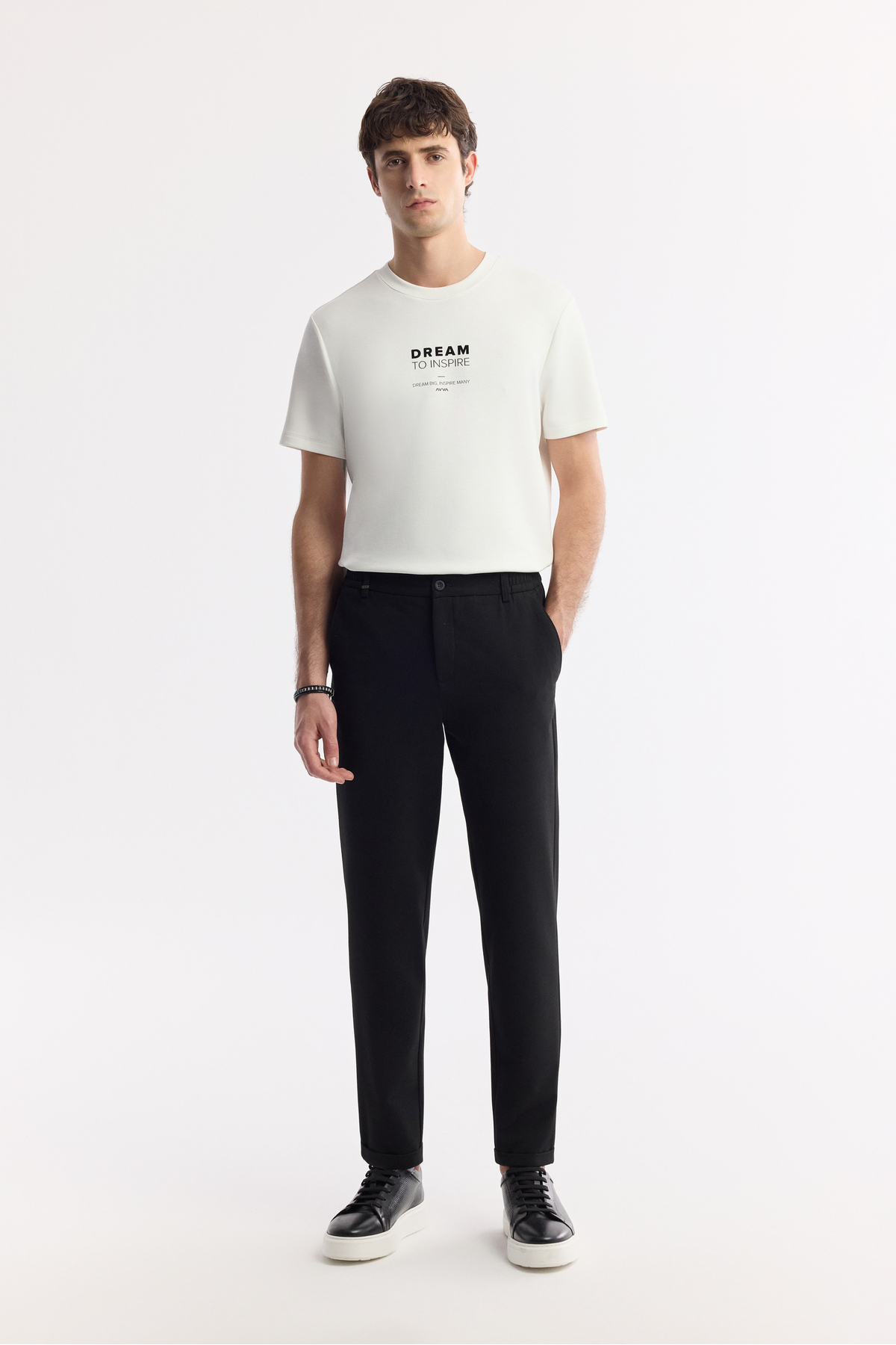 Erkek Siyah Beli Lastikli Bi-Stretch Chino Slim Fit Pantolon B003033 — مشکی