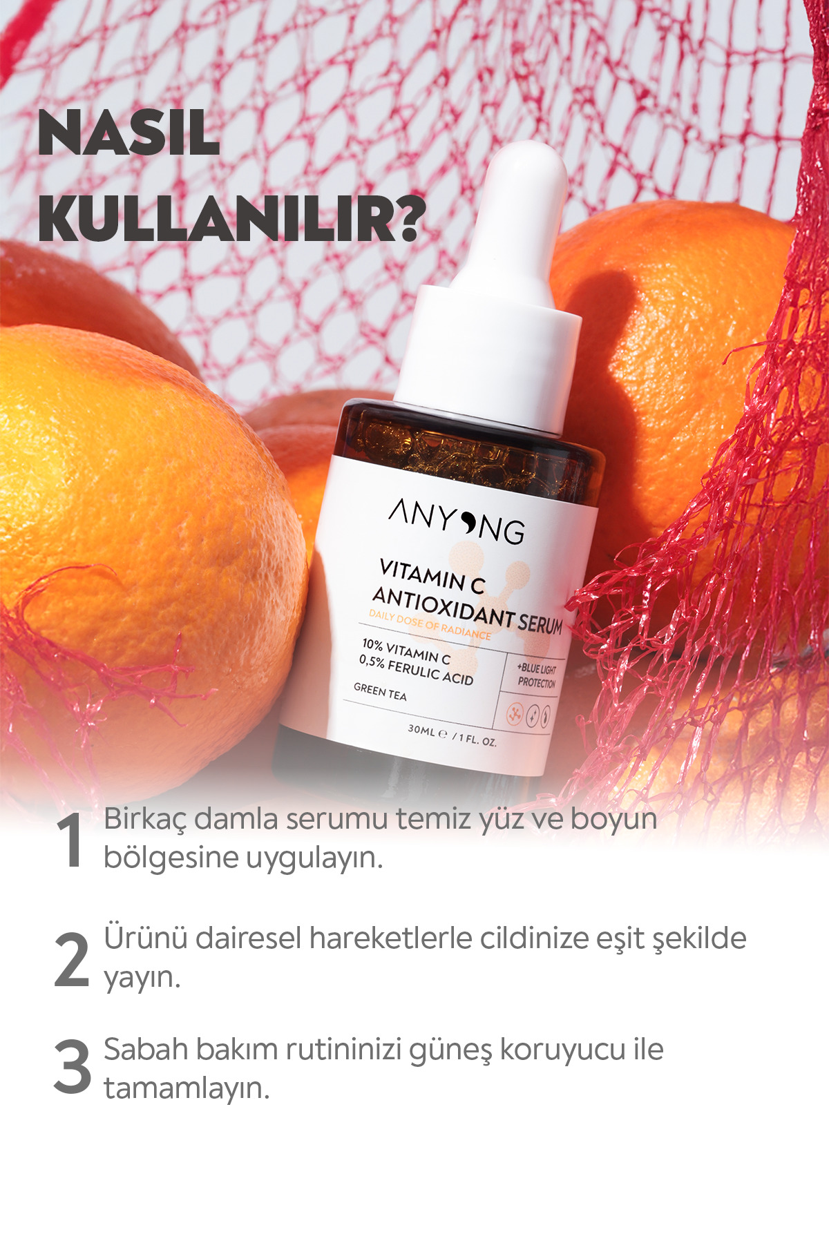 C Vitamini Aydınlatıcı Ve Ton Eşitleyici Serum 30 ML / %10 Vitamin C & %0,5 Ferulik Asit — 8684221509096 — تصویر 6 از 8
