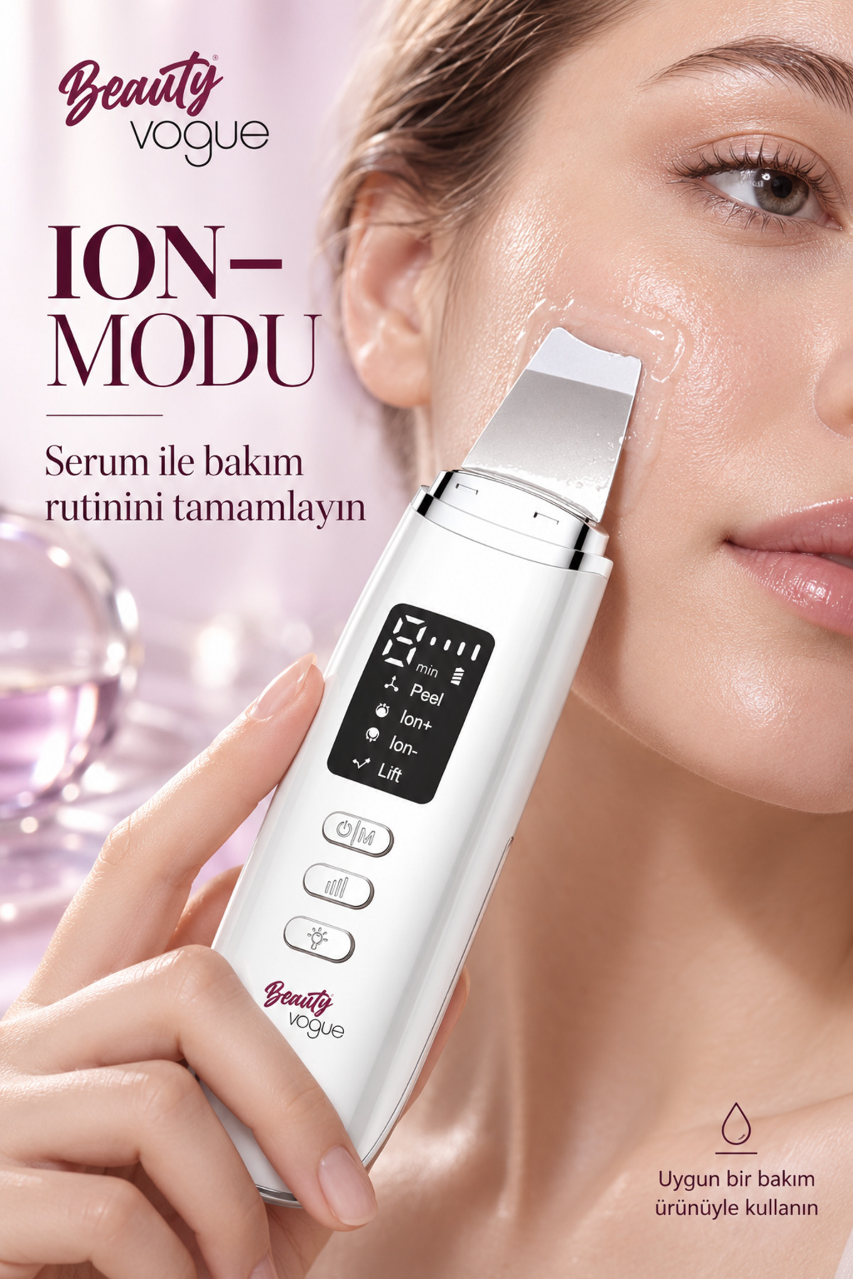 C6 Şarj Standlı Ultrasonik Cilt Temizleme Cihazı - Siyah Nokta Giderici & LCD Ekranlı Scrubber - Spatula - Cilt bakım Cihazı - Led Işık Terapili — سفید YNGC6197436 — تصویر 8 از 8