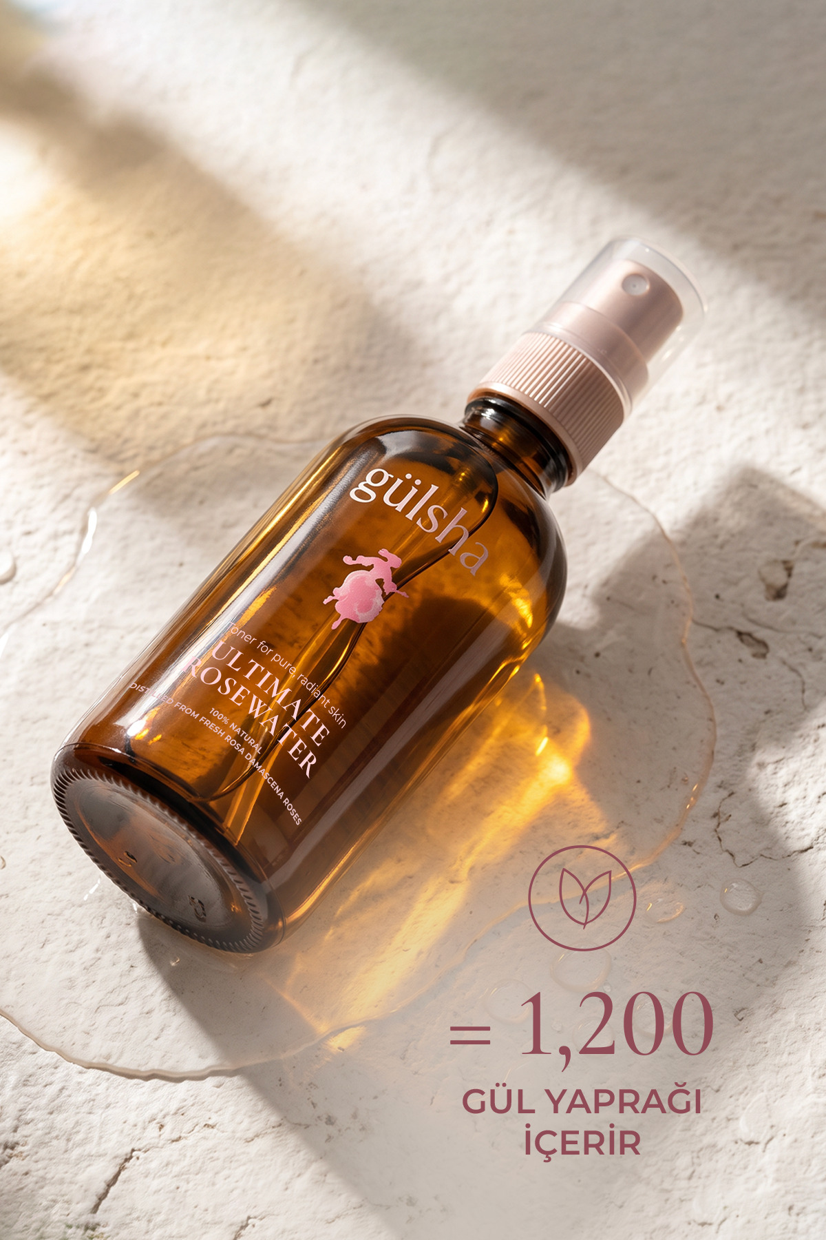 Nemlendirici Aydınlatıcı Gözenek Sıkılaştırmaya Yardımcı %100 Doğal Tam Gül Suyu Sprey 100 ml — 8680434310023 — تصویر 6 از 8