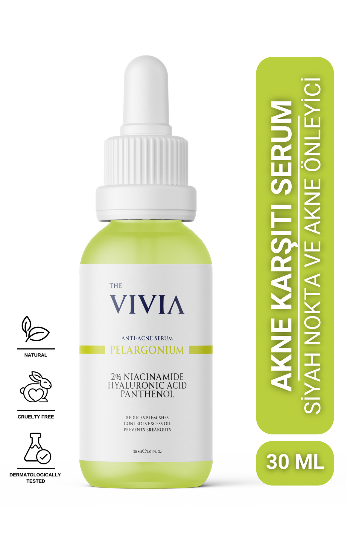 The Vivia Siyah Nokta Ve Karşıtı, Gözenek Sıklaştırıcı Cilt Serumu Pelargonium, Niacinamide 30 ml — AS