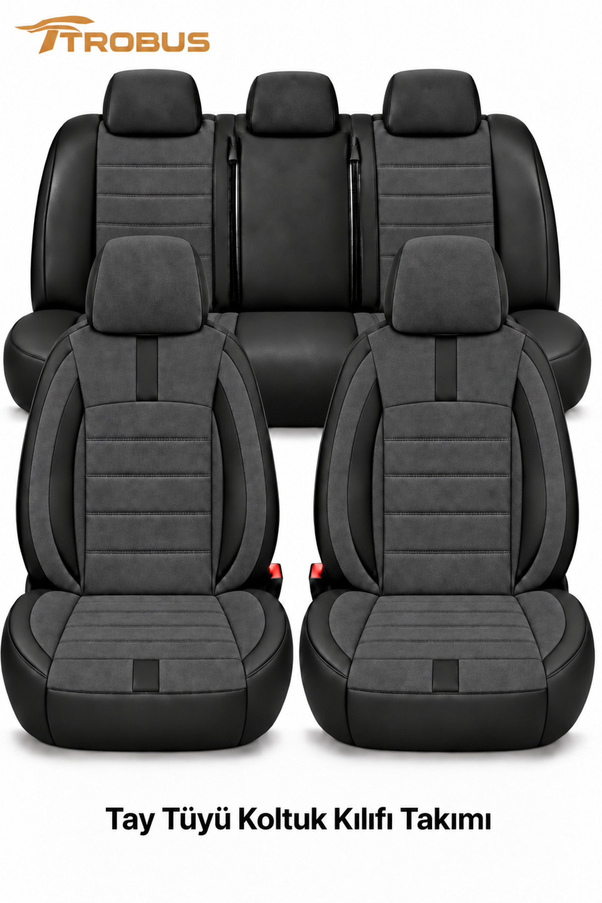 TROBUS Ford Fiesta 2003 2004 2005 2006 2007 2008 ve Sonrası Uyumlu Füme Siyah Nergis Serisi Ortopedik Tay Tüyü