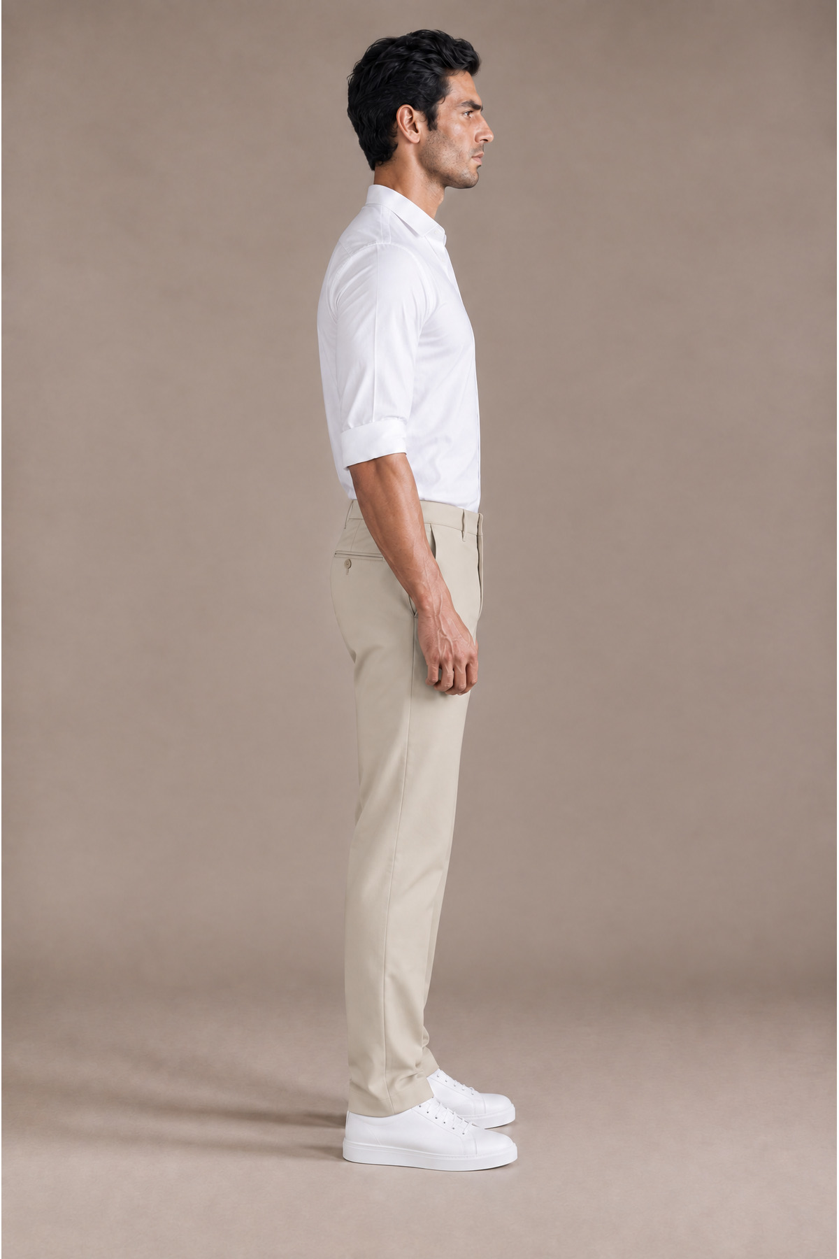 Erkek Bej Klasik Kumaş Pantolon Slim Fit Likralı Bilek Boy Dar Paça — بژ ME1210 — تصویر 5 از 6