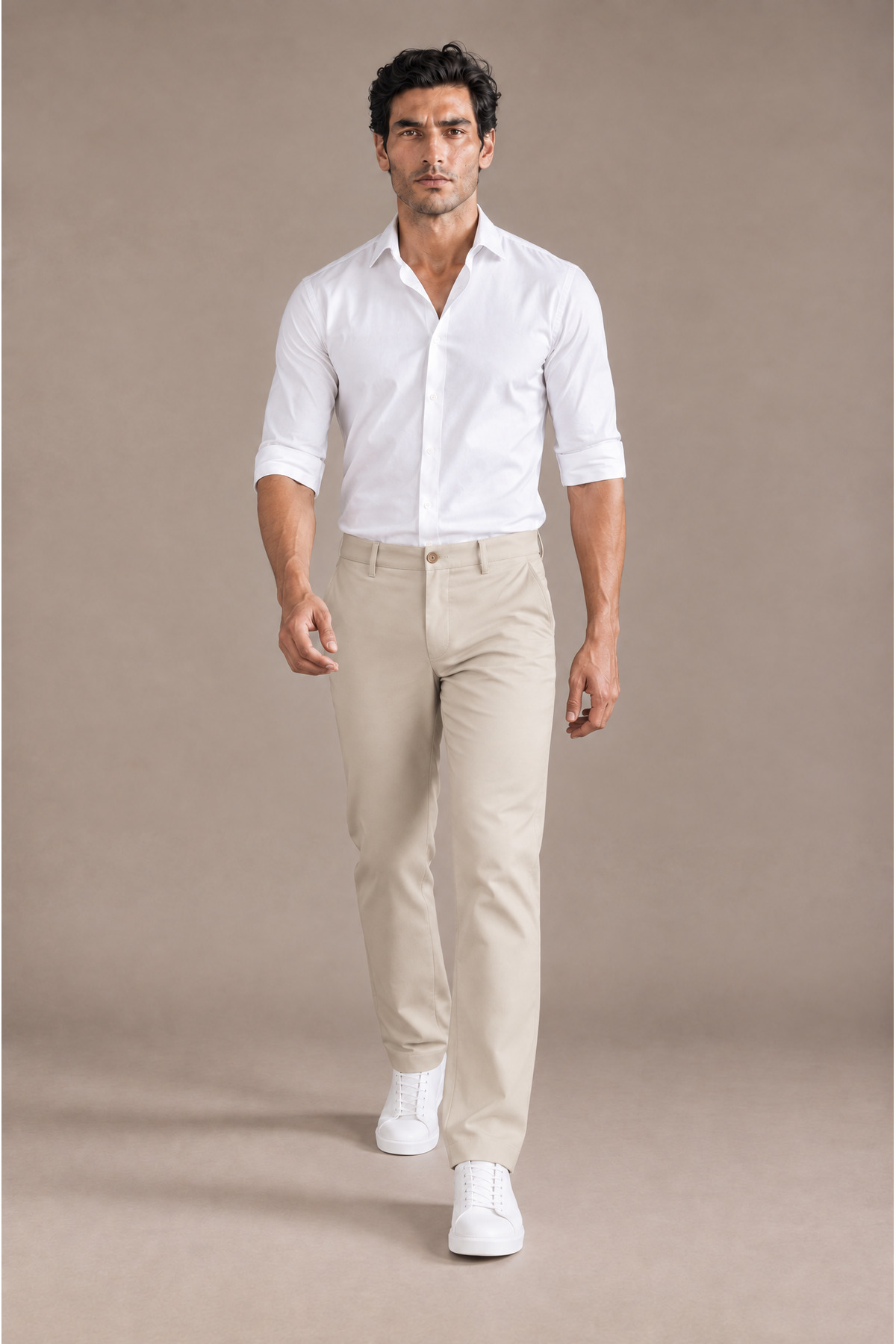 Erkek Bej Klasik Kumaş Pantolon Slim Fit Likralı Bilek Boy Dar Paça — بژ ME1210 — تصویر 4 از 6
