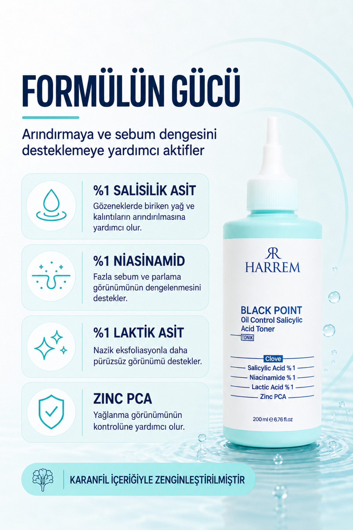 Akneli&yağlı Cilt Tipleri Için Saliyclic Acid Gözenek Sıkılaştırıcı Tonik 200 ml Black P.int — 00538 — تصویر 4 از 7