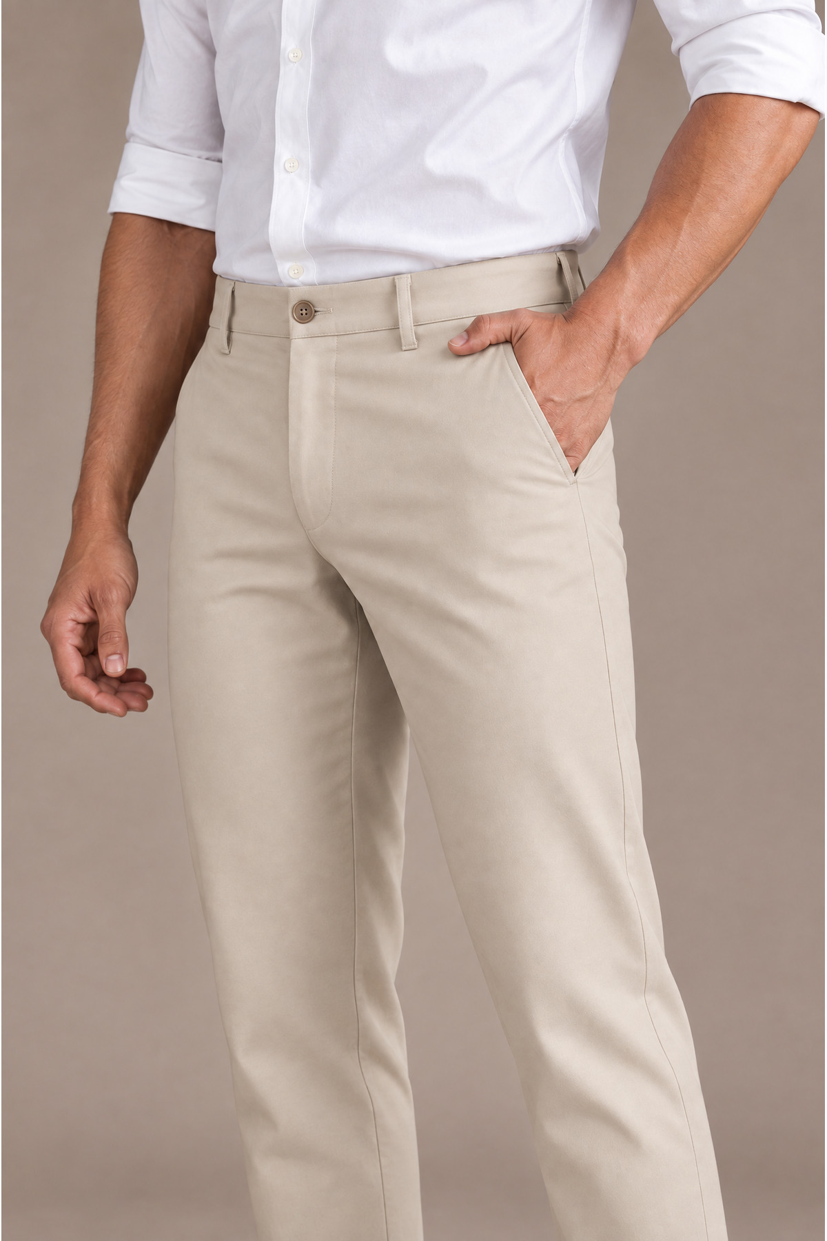 Erkek Bej Klasik Kumaş Pantolon Slim Fit Likralı Bilek Boy Dar Paça — بژ ME1210 — تصویر 3 از 6