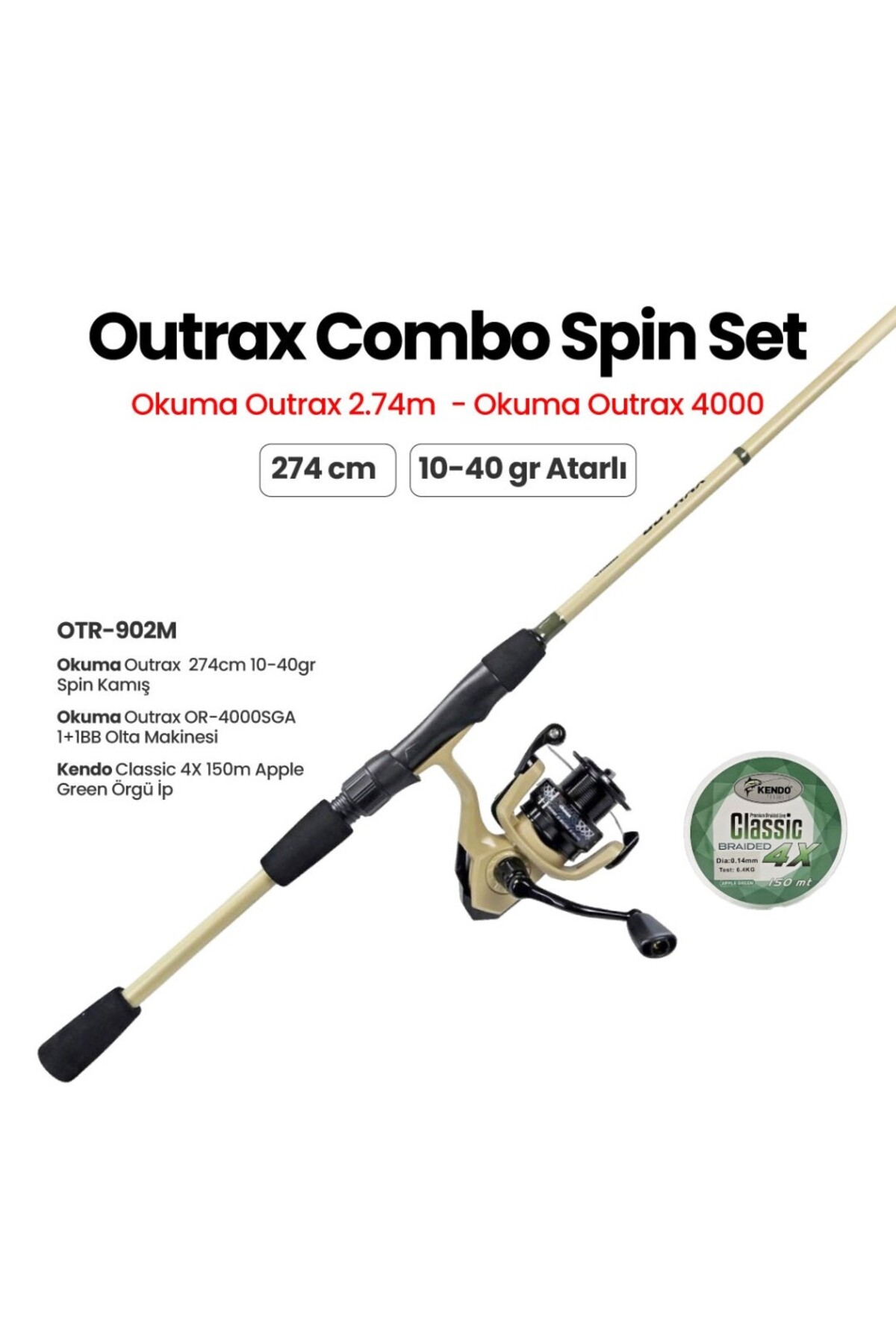 Okuma Outrax 4000 Combo Spin 9'0 274cm 10-40gr Makine Kamış İp