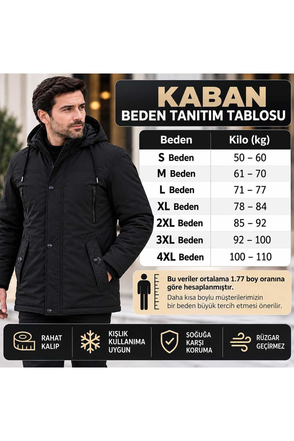 Büyük Beden Erkek Kaban (ÜST KALİTE ÜRÜN) — مشکی TYC5GZIWRN170310364630165 — تصویر 8 از 8