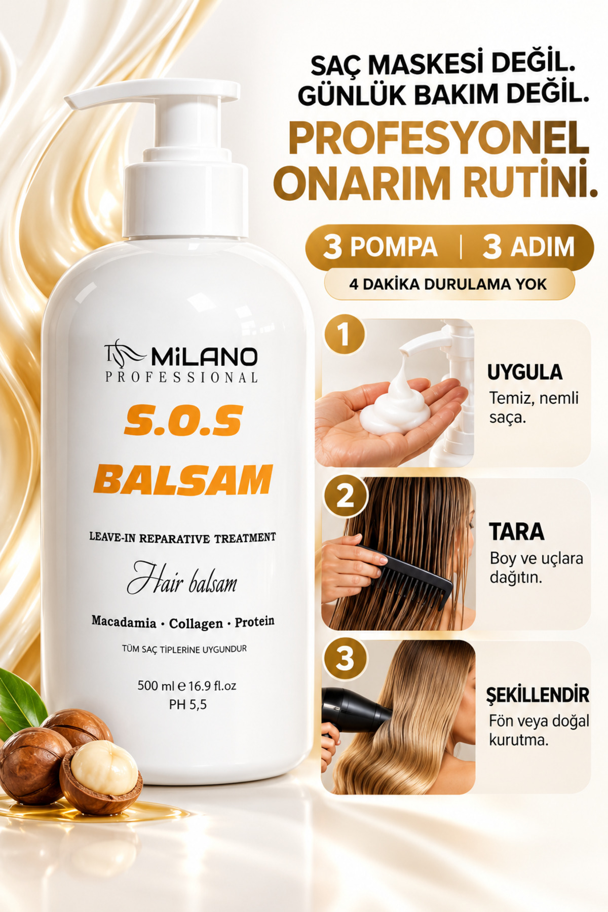 TRN MİLANO SOS BAKIM SAÇ BALSAMI — SOS HIZLI SAÇ ONARICI  BAKIM