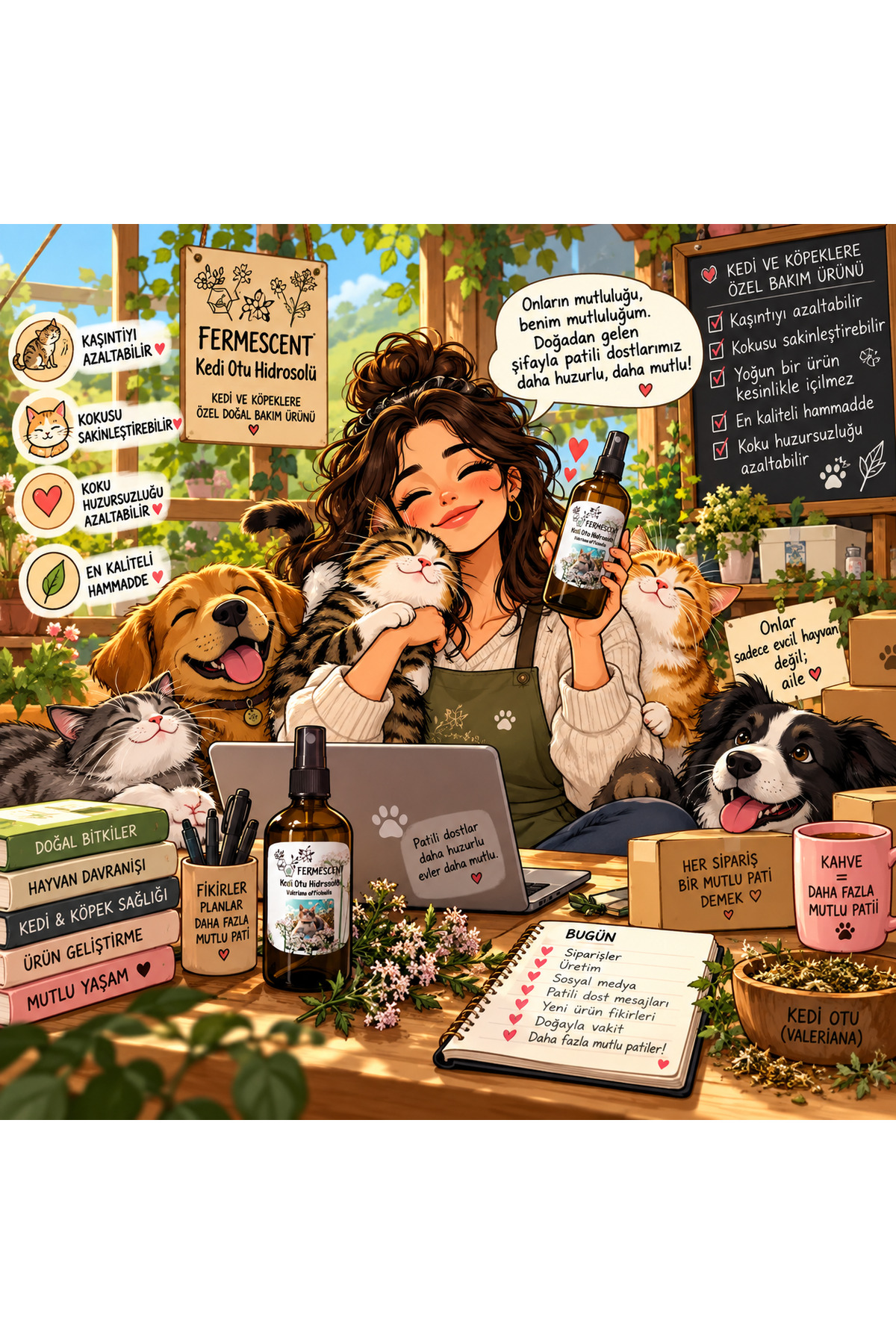 Kedi Otu Suyu Hidrosolü Kedi ve Köpekler İçin Doğal Bakım Toniği 100 ml — 3535070708 — تصویر 2 از 8