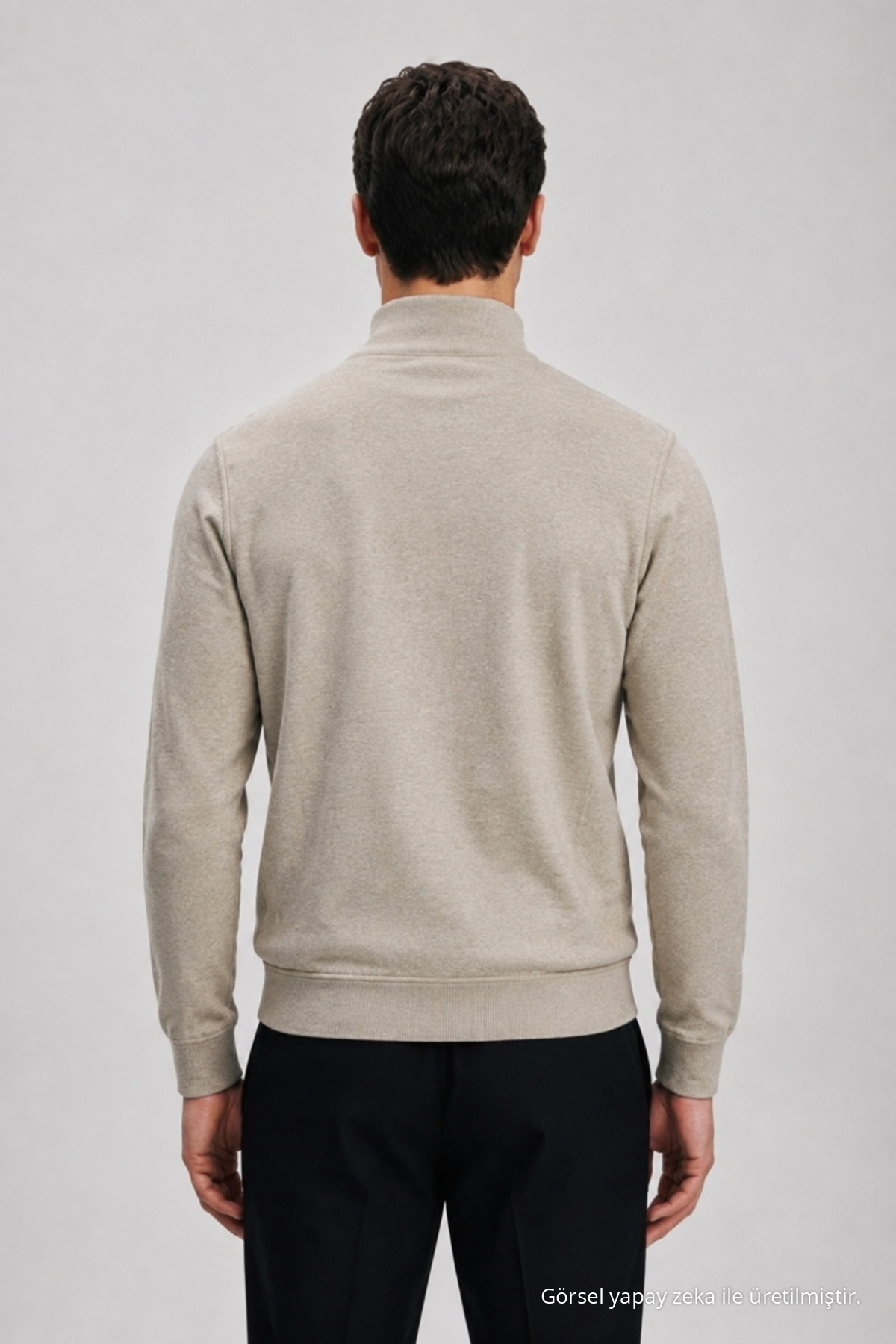 Erkek Fermuarlı Cepli Regular Fit Krem Kışlık Hırka — کرم 105 — تصویر 6 از 6
