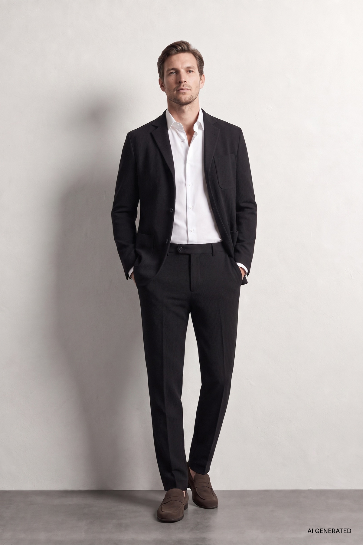 کت و شلوار مشکی طرح دار وافل Ds Damat Comfort — مشکی 6HC05ORT00601 — تصویر 4 از 8