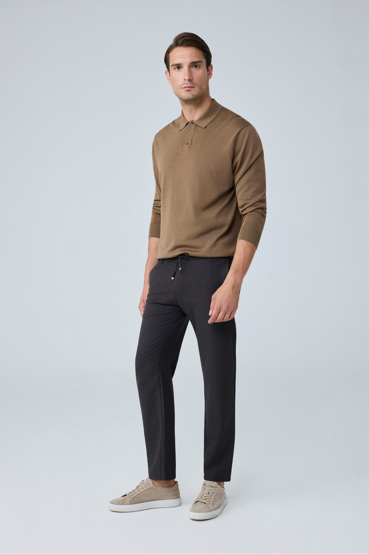 شلوار مردانه Comfort Fit نیروی دریایی راه راه، پارچه کشسان 0247DNGR — قهوه‌ای — تصویر 4 از 6