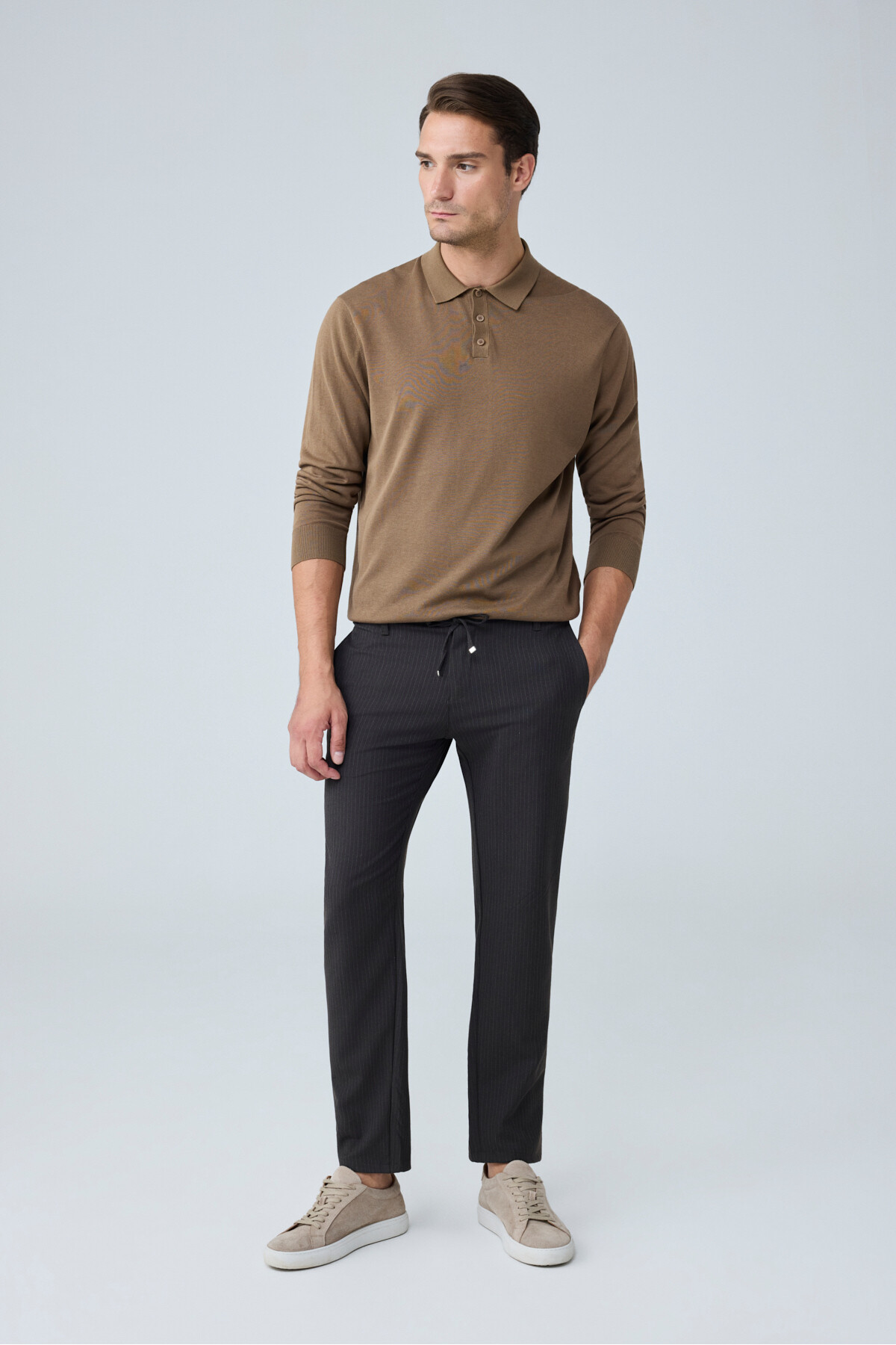 Danger Erkek Comfort Fit Lacivert Çizgili Jogger Pantolon Esnek Kumaş 0247DNGR — قهوه‌ای