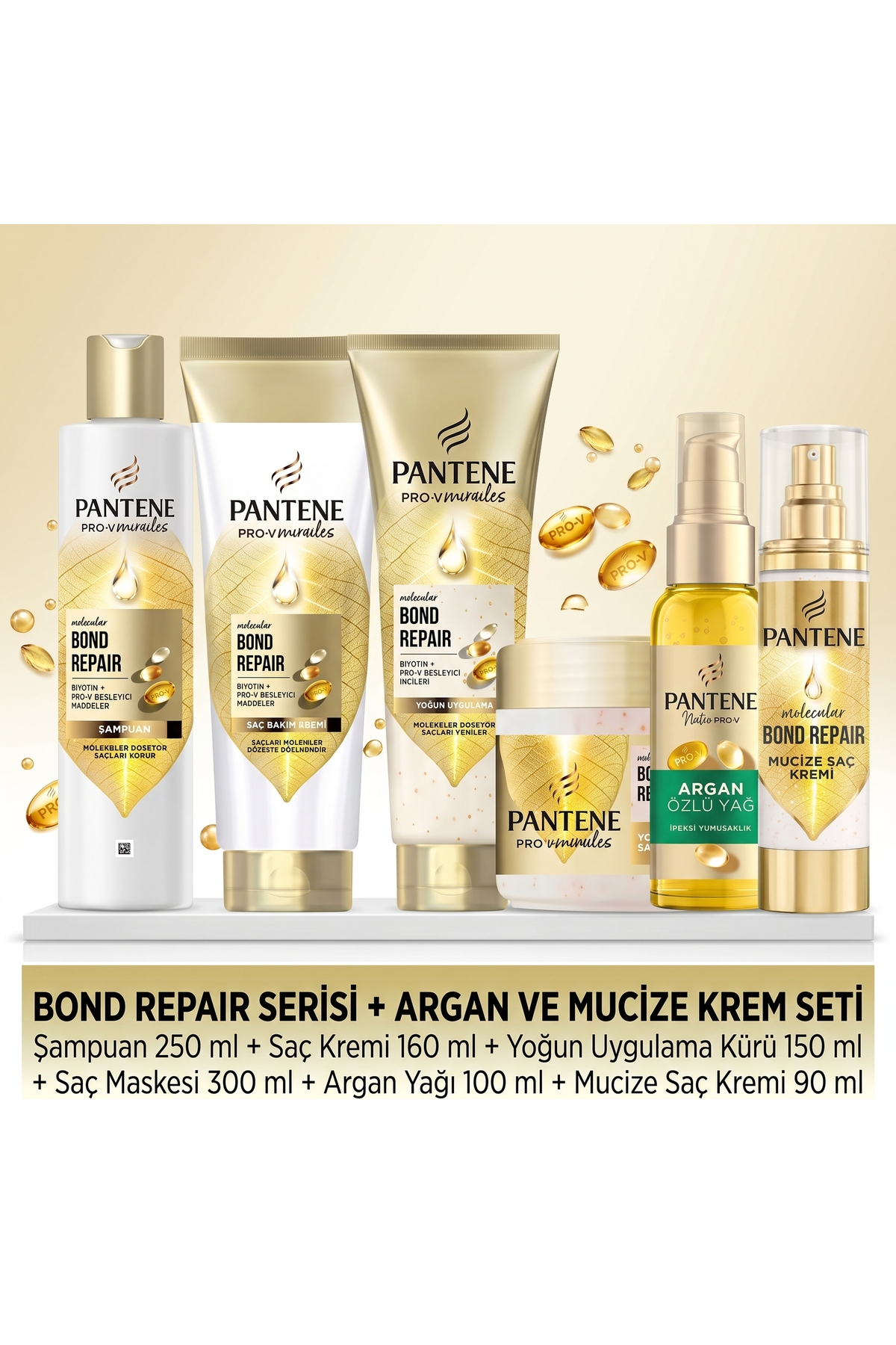 Pantene Molecular Bond Repair 6'lı Komple Saç Bakım Seti (Şampuan 250 ml + Krem 160 ml + Kür 150 ml + Maske 300 ml + Argan Yağı 100 ml + Mucize Krem 90 ml) — dfsdfds
