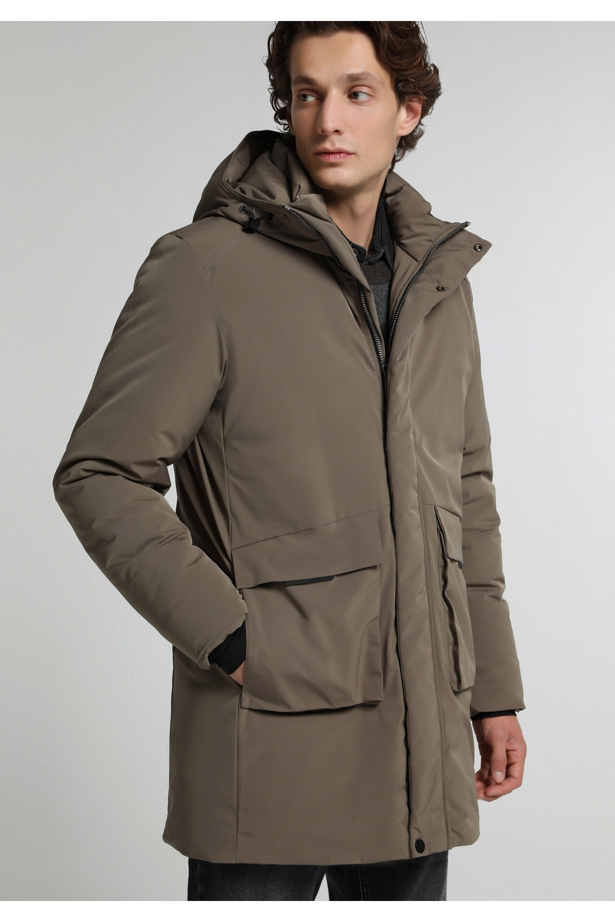 Colin's Regular Fit Dik Yaka Fermuarlı Astarlı Erkek Kahverengi Kaban — خاکستری CL1082065_Q1.V1