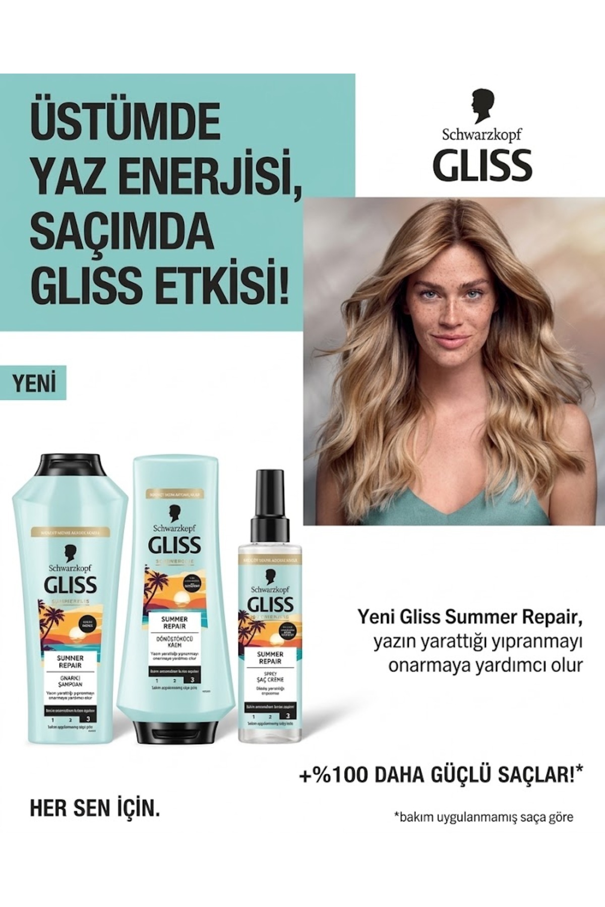 Summer Repair Yazın Yıpranan Saçlar İçin 3'lü Bakım Seti (Şampuan 400 ml + Saç Bakım Kremi 360 ml + Sıvı Saç Kremi 200 ml) — sdsagsdg — تصویر 2 از 2