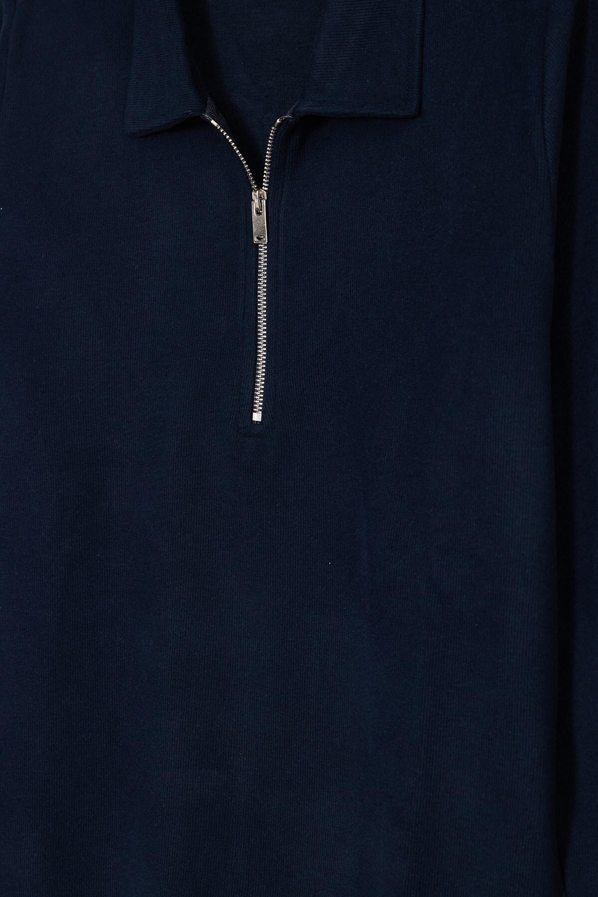 Erkek Regular Fit Klasik Kesim Fermuarlı Selanik Kumaş Lacivert Polo Yaka Sweatshirt — سرمه‌ای SW270007 — تصویر 5 از 7
