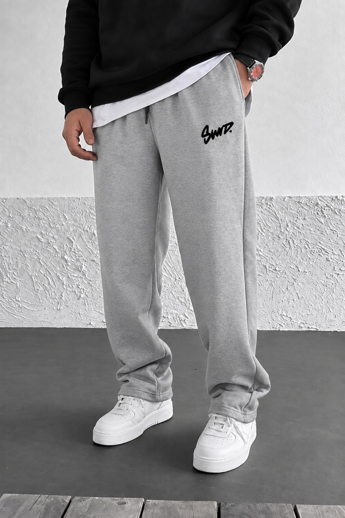 prtnc protonic Baggy Gri Eşofman Altı Erkek Bol Kalıp Oversize