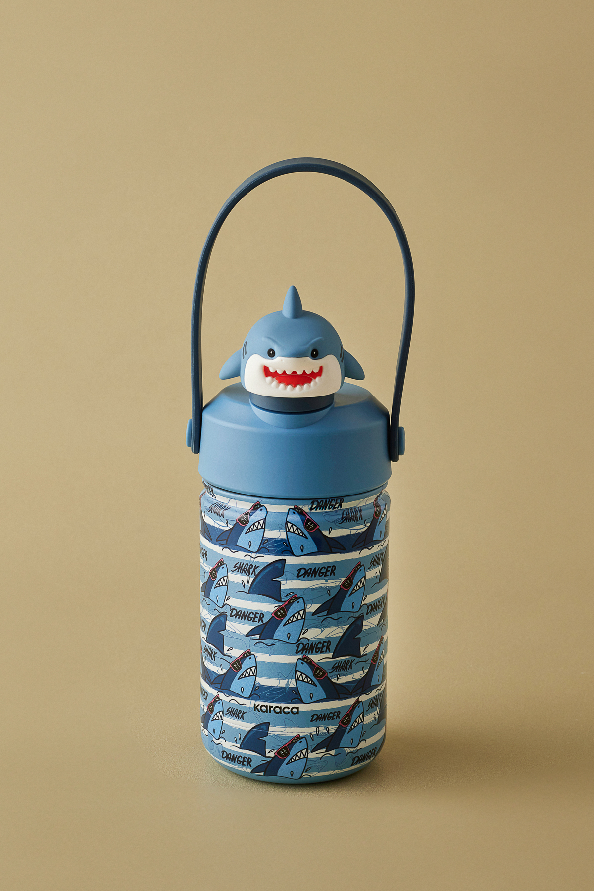 Karaca Duosip Shark Çocuk Pipetli Köpek Balığı Tasarımlı Okul Su Matarası Termos 350 ml