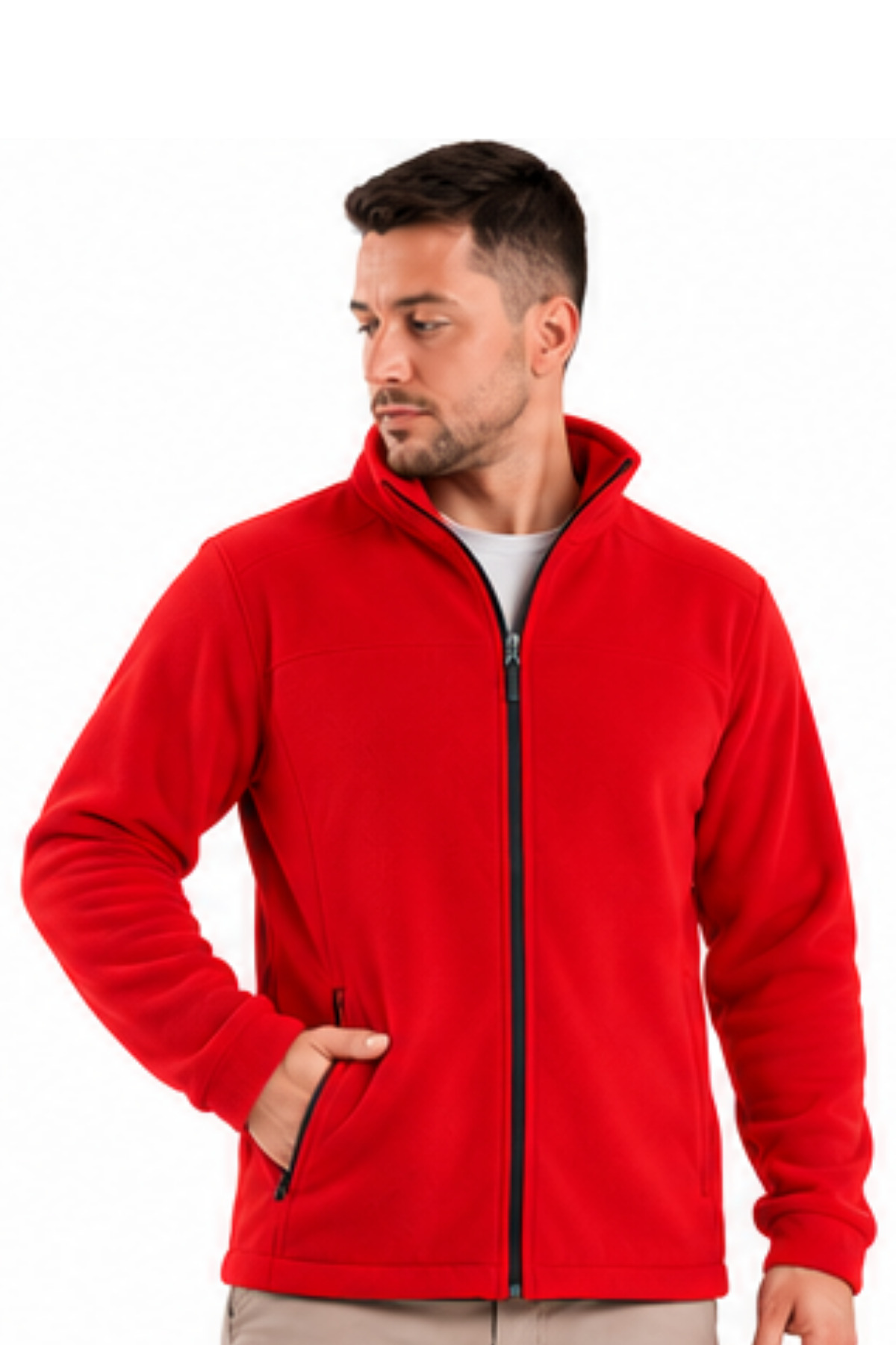 Polar Mont Unisex – Dik Yaka Fermuarlı Cepli Kurumsal İş Poları — قرمز PCPLR001 — تصویر 3 از 3
