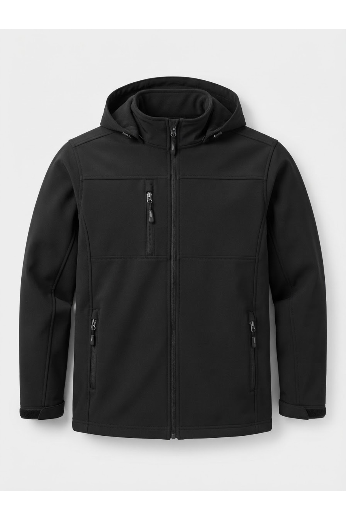 Softshell Ceket Su İtici Rüzgâr Geçirmez Çıkarılabilir Kapüşonlu 5 Cepli — مشکی 0002