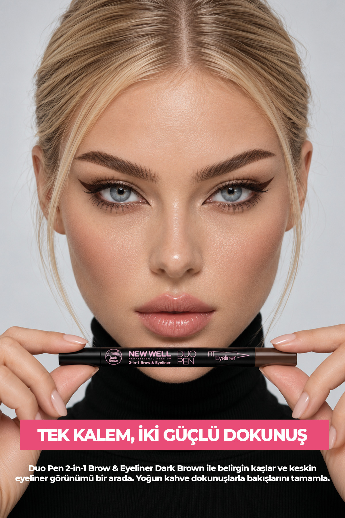 Duo Pen 2-in-1 Brow & Eyeliner Dark Brown 02 2 ml — قهوه‌ای 8680923361413 — تصویر 2 از 5