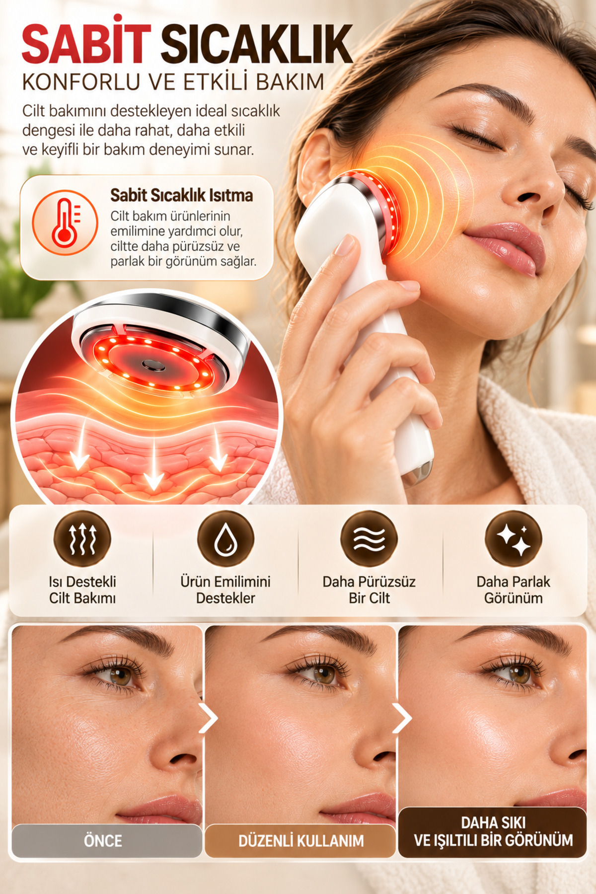 Akıllı RF EMS Yüz Bakım Cihazı 4 Modlu HIFU Ultrason LED Işıklı Cilt Bakım ve Yüz Masaj Aleti — سفید yüzzskincare — تصویر 4 از 7