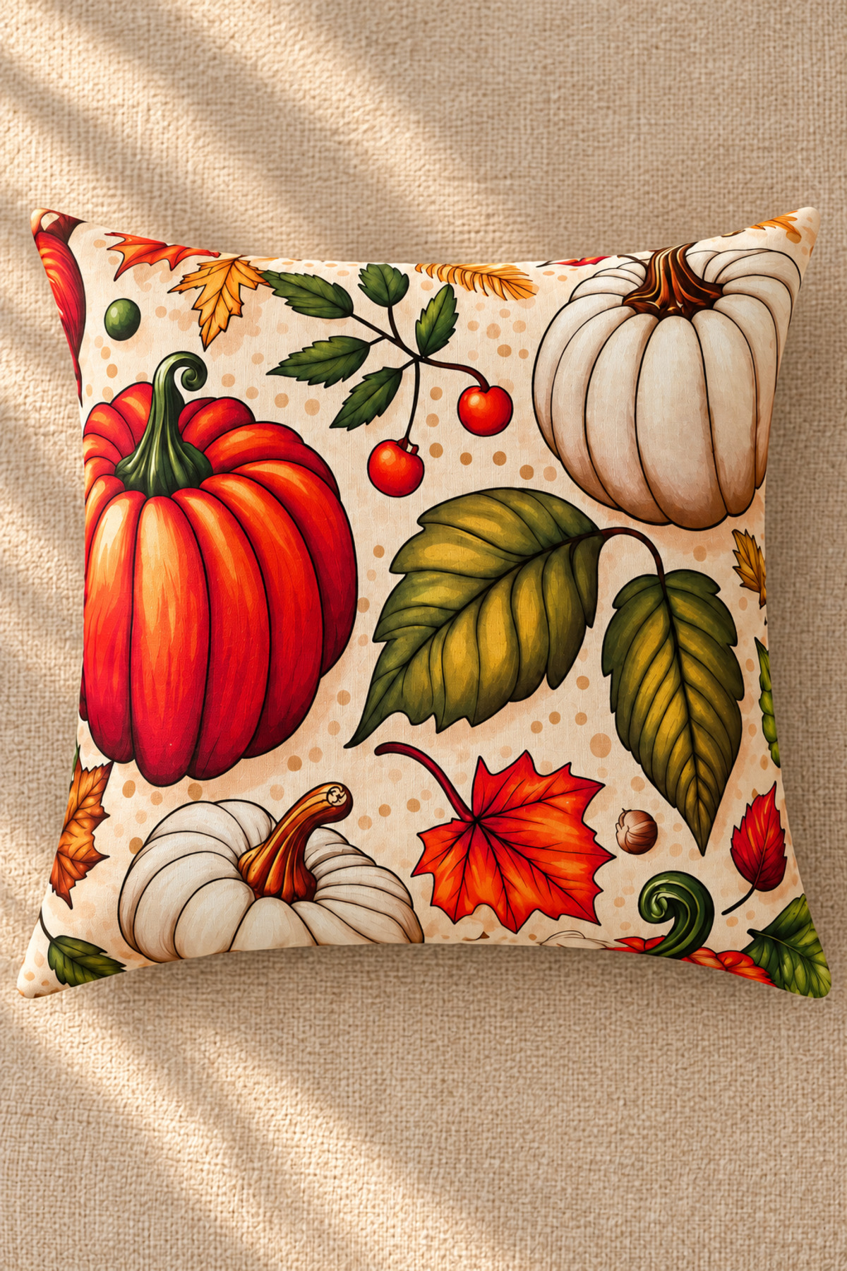 Dijital Baskılı Dekoratif Kırlent Kılıfı 43x43 cm – Modern Desenli Keten Dokulu