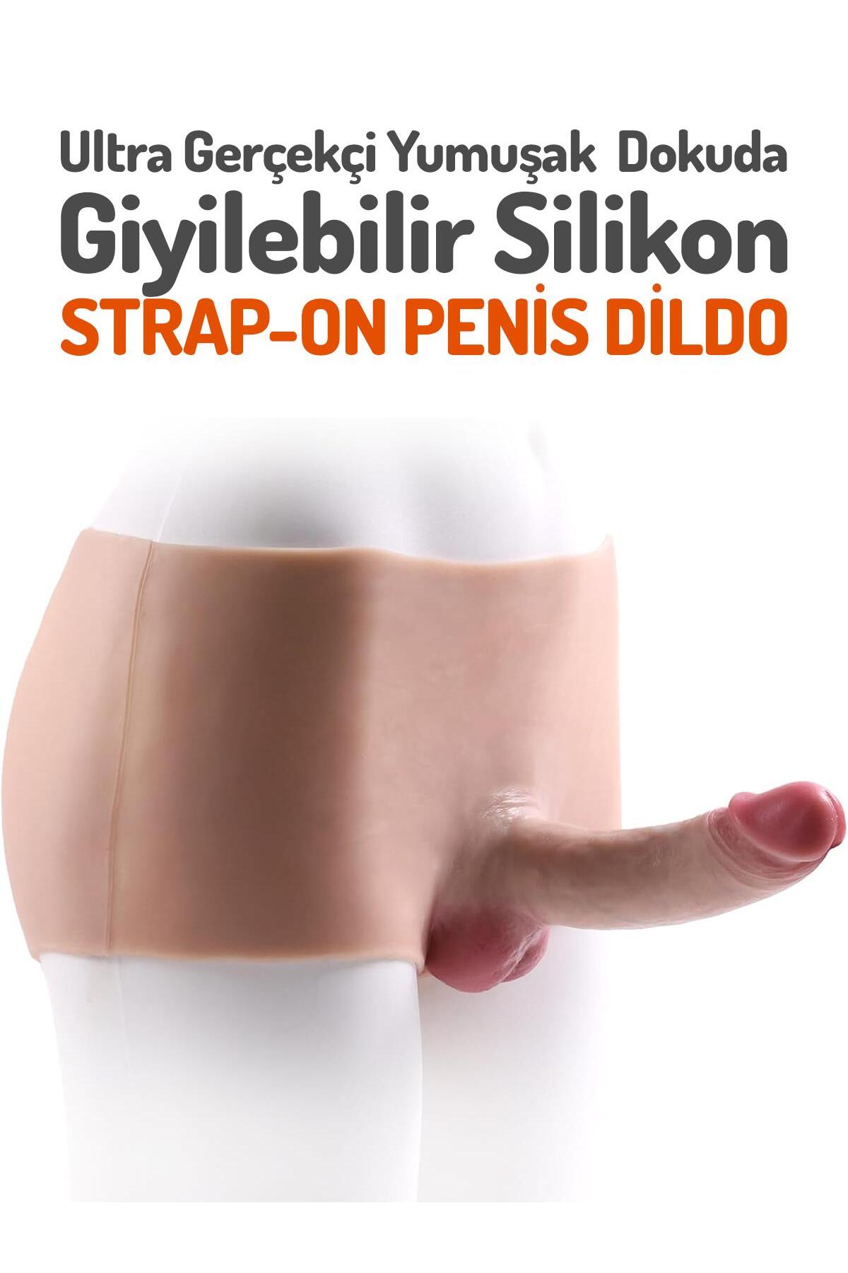 Giyilebilir Ultra Gerçekçi Sıvı Silikon Dokuda İçi Dolu Kalın 17 Cm Penis Esnek Kaymaz Strapon Dildo