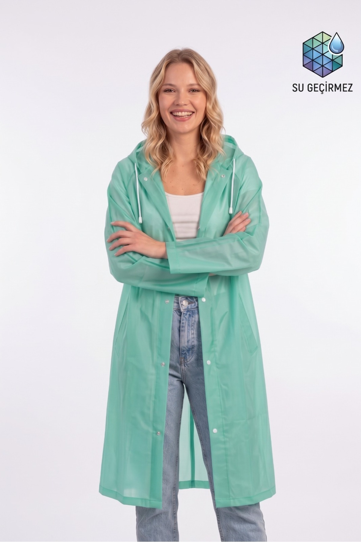 بارانی ضد آب پارچه ای Mint Eva Unisex — فیروزه‌ای 00385 — تصویر 2 از 4