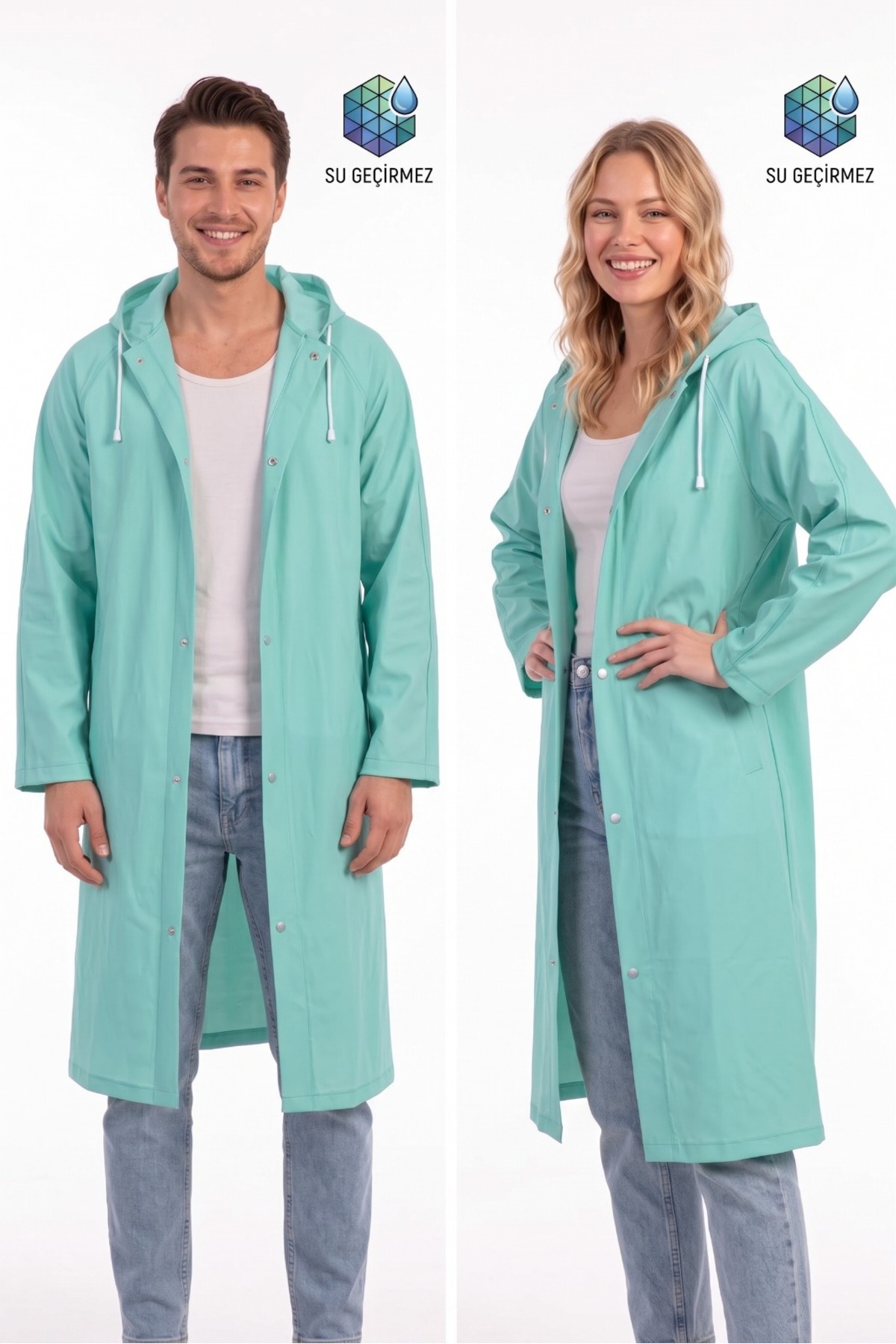 بارانی ضد آب پارچه ای Mint Eva Unisex — فیروزه‌ای 00385 — تصویر 3 از 4