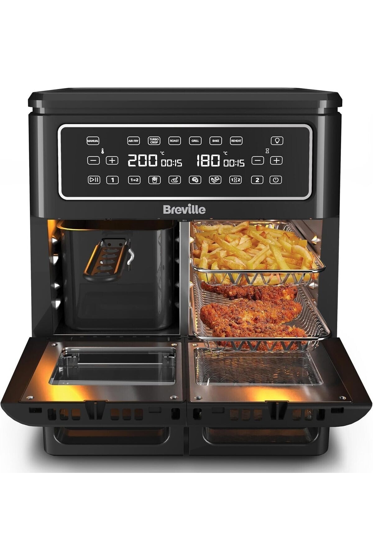 Breville Sıcak Hava Fritözü Halo Flexi,Dijital Çift Hazneli Air Fryer, 11 L Kapasite, 2400 W Güç Airfryer