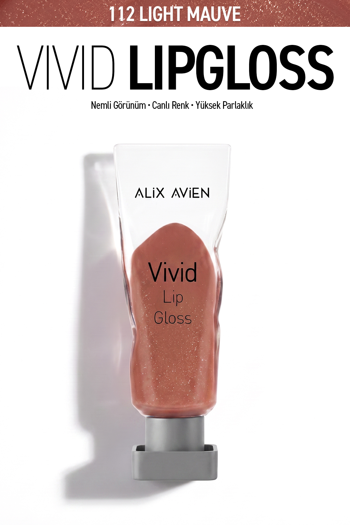 Alix Avien Parlak Bitişli Nemlendirici E Vitaminli Dudak Parlatıcı - Vivid Lipgloss 112 Light Mauve — قهوهای VIVID
