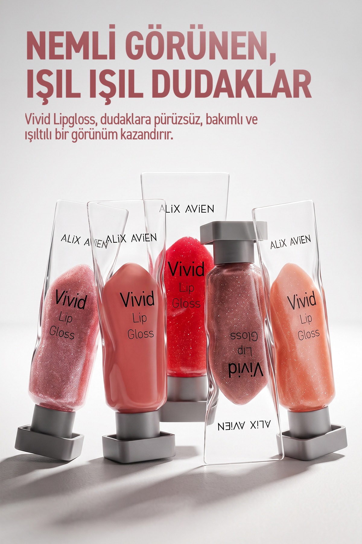 Parlak Bitişli Nemlendirici E Vitaminli Dudak Parlatıcı - Vivid Lipgloss 112 Light Mauve — قهوه‌ای VIVID — تصویر 4 از 5