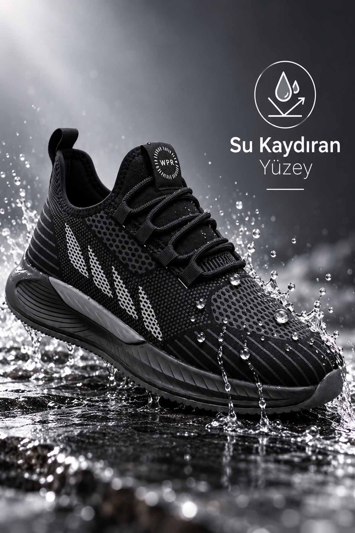 Siyah Erkek/Kadın Spor Ayakkabı Sneakers Su Kaydırıcı Doku Konforlu Günlük Yürüş Koşu Modeli — مشکی VY-WIPPERQ-RS — تصویر 6 از 8