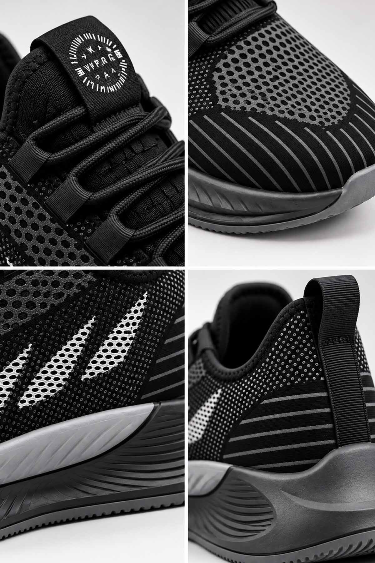Siyah Erkek/Kadın Spor Ayakkabı Sneakers Su Kaydırıcı Doku Konforlu Günlük Yürüş Koşu Modeli — مشکی VY-WIPPERQ-RS — تصویر 5 از 8