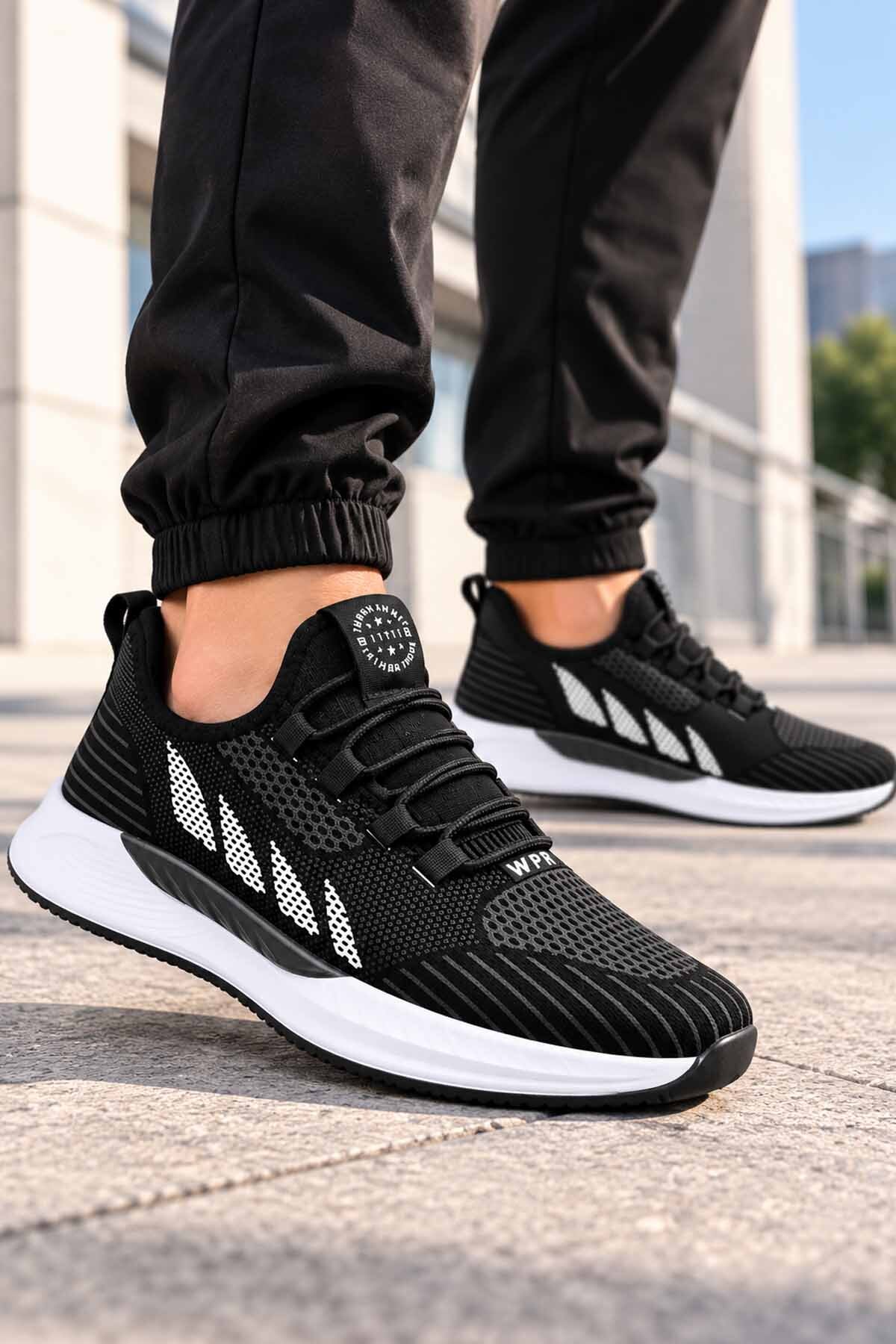 Unisex Günlük Spor Ayakkabı Siyah/Beyaz Su İtici Yüzey Esnek Taban Sneaker — مشکی TYC895B7304A22801A9245500 — تصویر 3 از 8