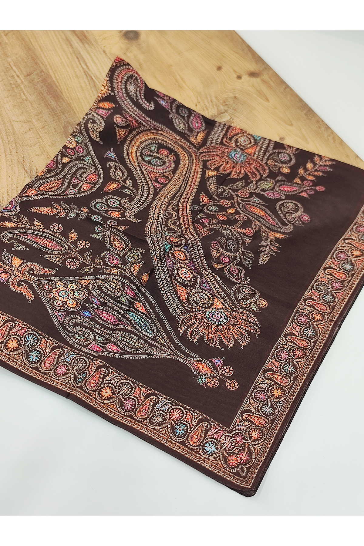 Bitter Etnik Motif Desenli Pamuklu Soft Eşarp