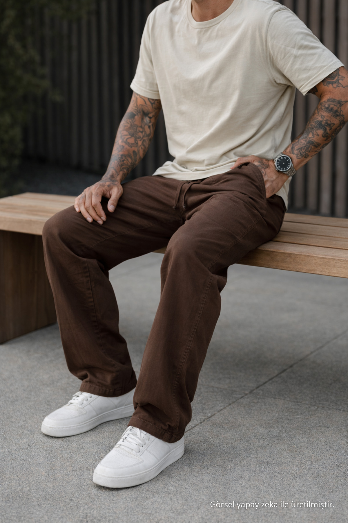 Erkek Premium Jogger Relax Fit K.Kahve Keten Pantolon — قهوه‌ای Ayna-9-35338DMJG — تصویر 5 از 6