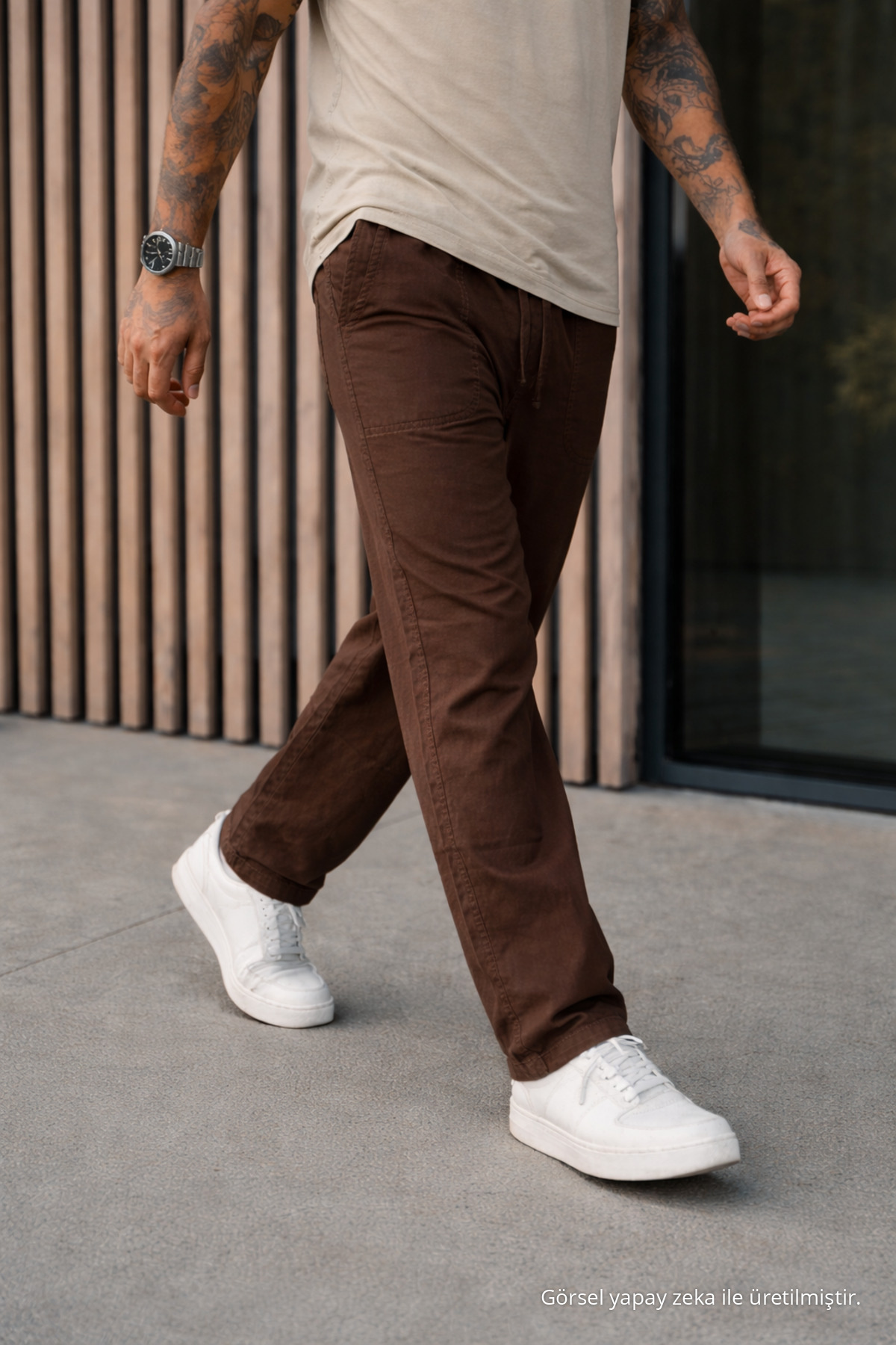 Erkek Premium Jogger Relax Fit K.Kahve Keten Pantolon — قهوه‌ای Ayna-9-35338DMJG — تصویر 2 از 6