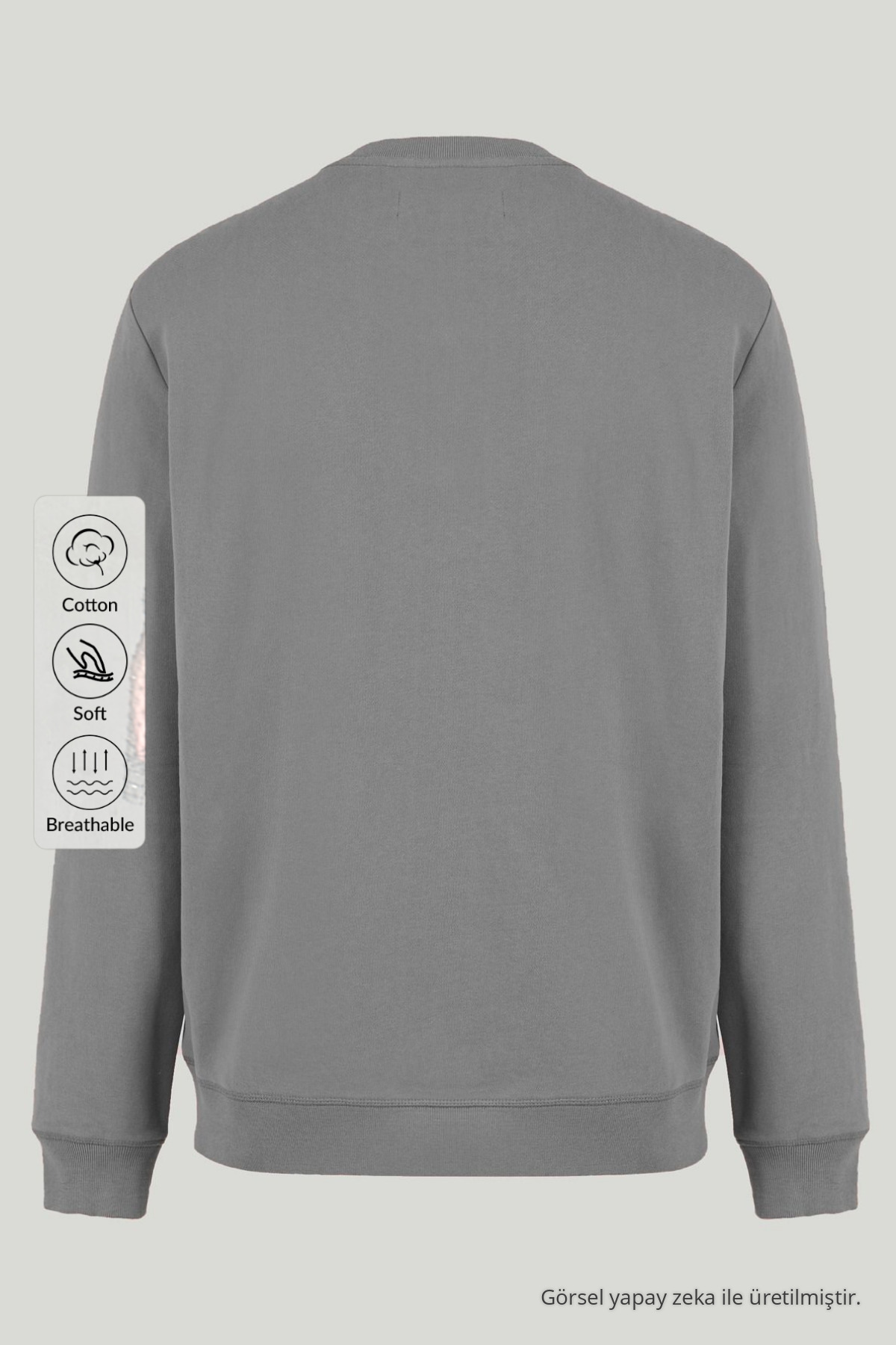 Erkek Salaş Bisiklet Yaka Bol 3 Lü Swetshirt — رنگارنگ Paket-1210-1 — تصویر 7 از 8
