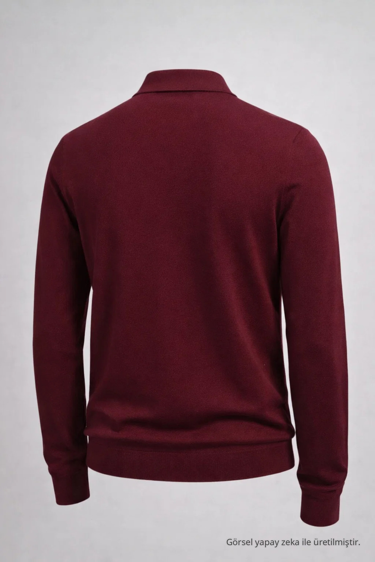 Erkek Basic Bol Bordo Polo Yakalı Kazak — زرشکی 33081CMBN — تصویر 6 از 7