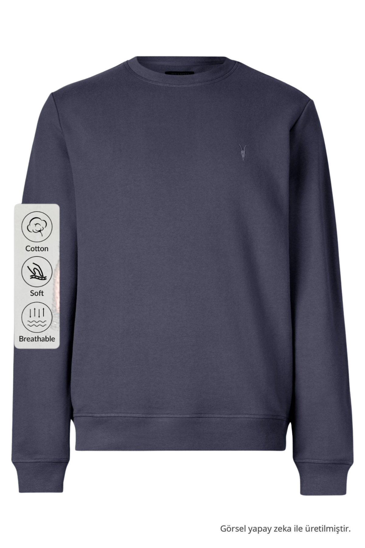 Erkek Kışlık Salaş Basic Füme Sweatshirt — خاکستری Yansima-1210 — تصویر 5 از 7