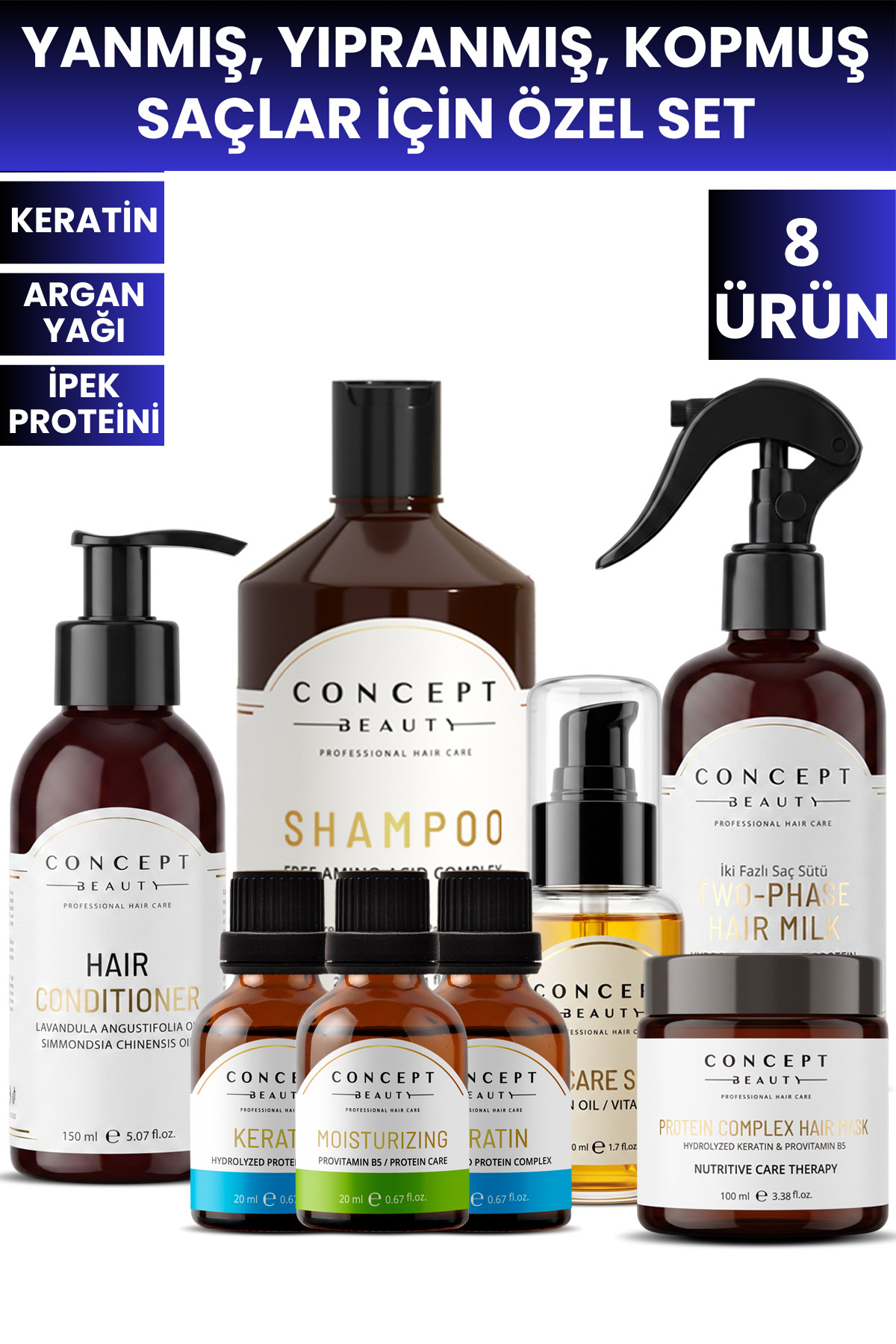 Concept Beauty Yanmış, Yıpranmış Ve Kopmuş Saçlara Özel Bakım Seti — YYKS1