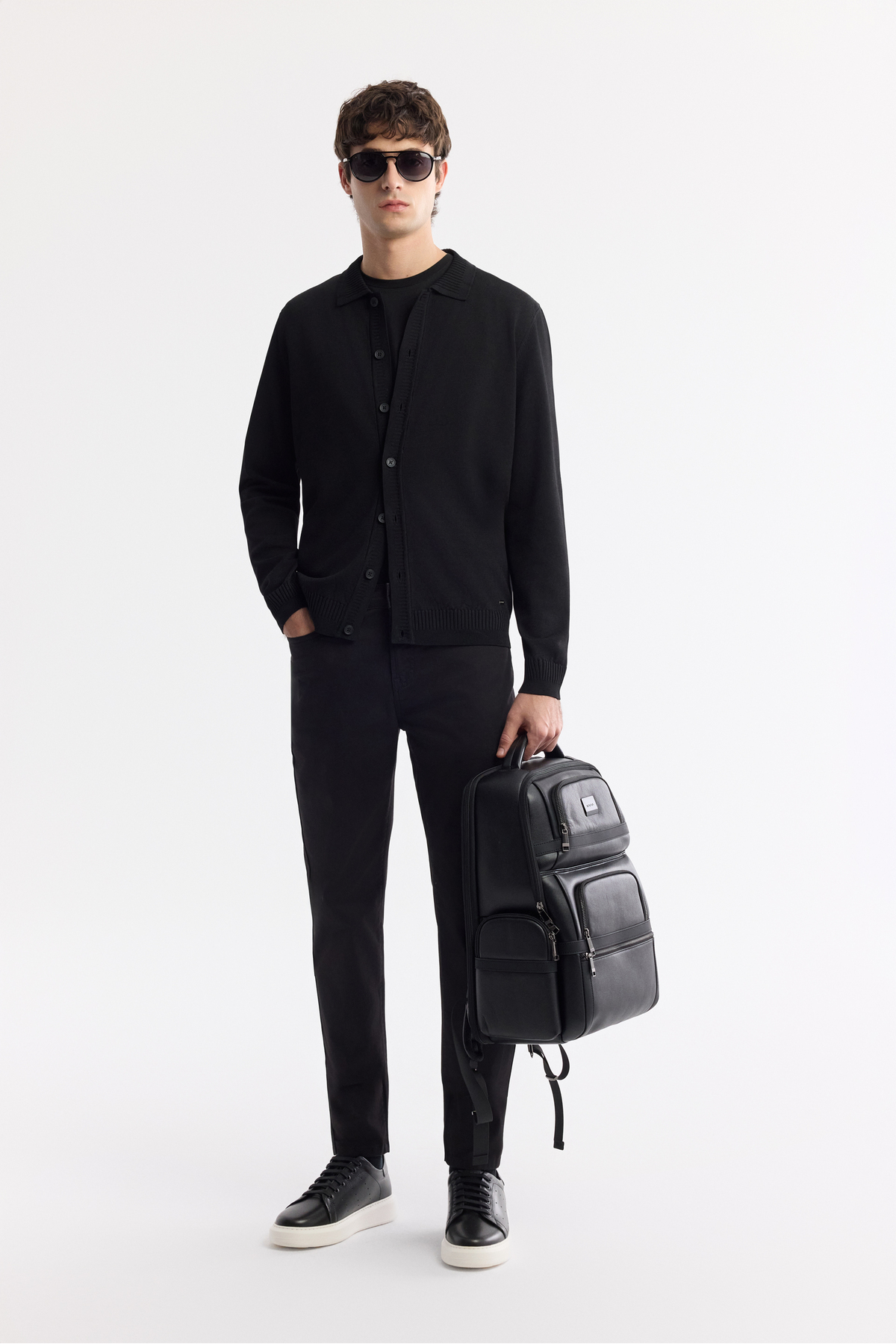 Erkek Siyah Polo Yaka Düğmeli Rayon Tüylenmeyen Triko Regular Fit Hırka A51Y5008 — مشکی — تصویر 6 از 8