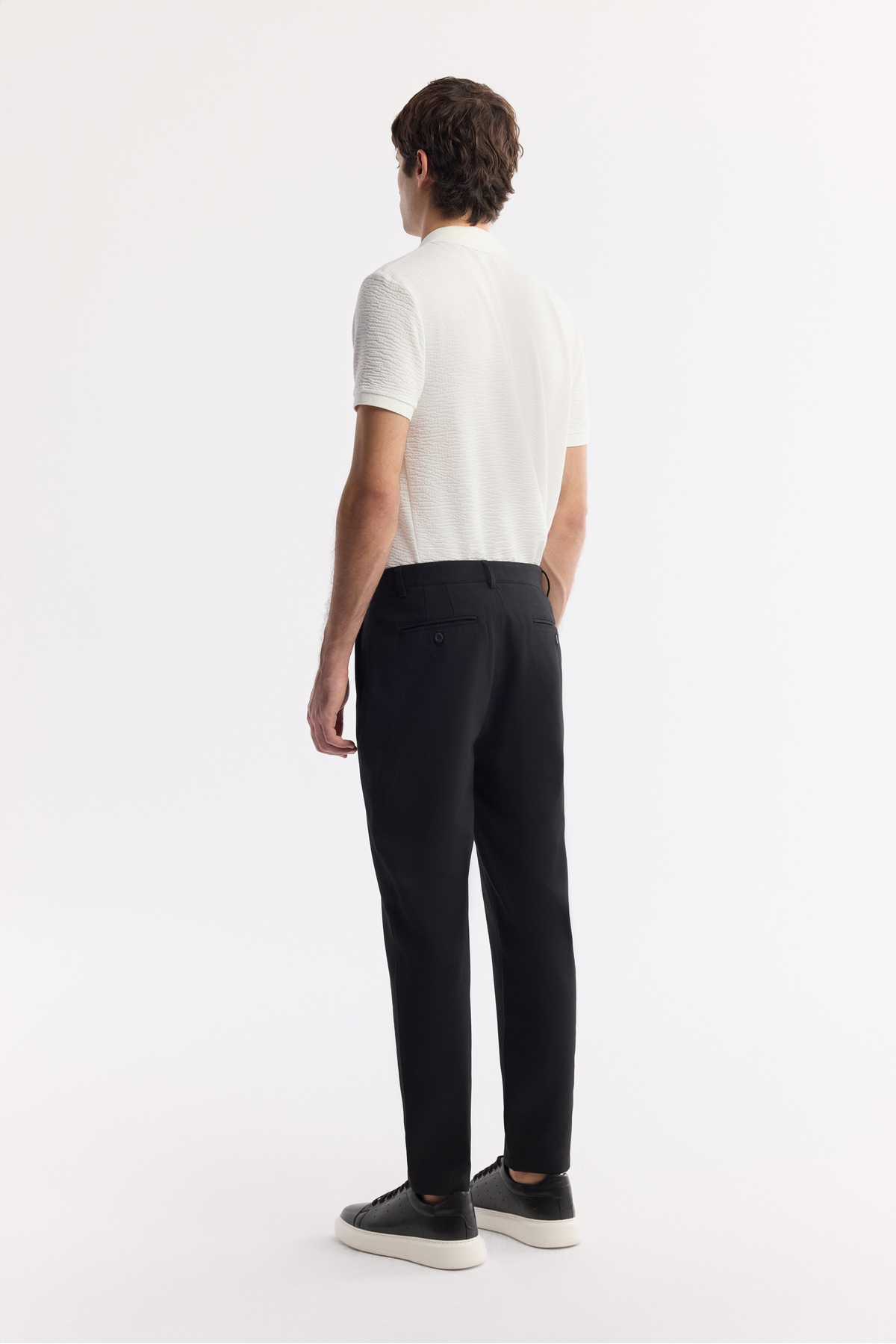 Erkek Siyah Klasik Bel Kolay Ütülenen Chino Slim Fit Pantolon B003035 — مشکی — تصویر 3 از 8