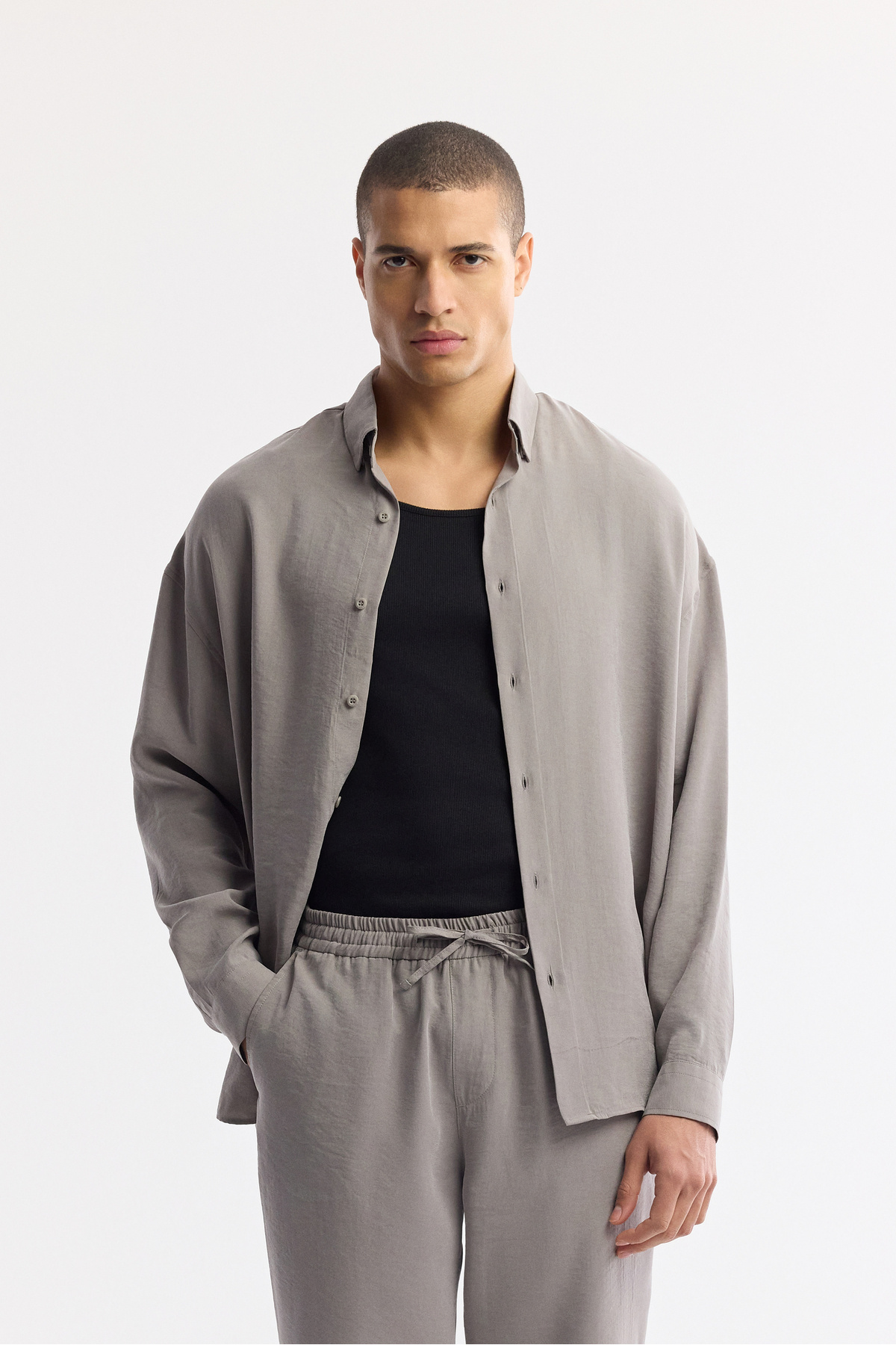 Erkek Nardo Gri Beli Lastikli Bağcıklı Soft Touch Relaxed Fit Pantolon A51Y3031 — خاکستری — تصویر 7 از 8